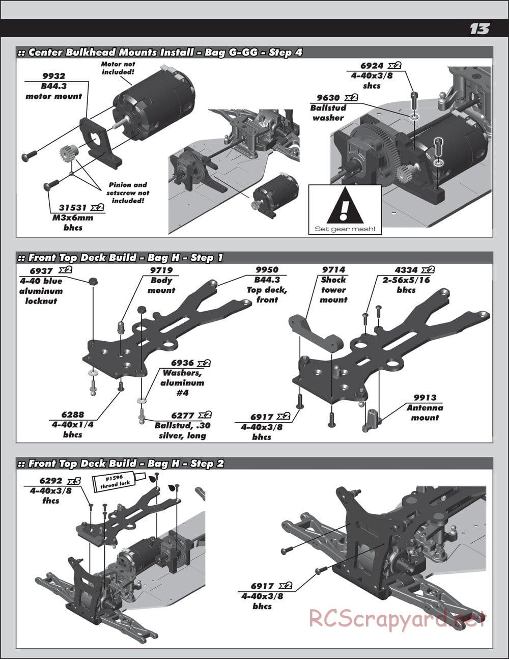 Team Associated - B44.3 Factory Team - Manual - Page 13