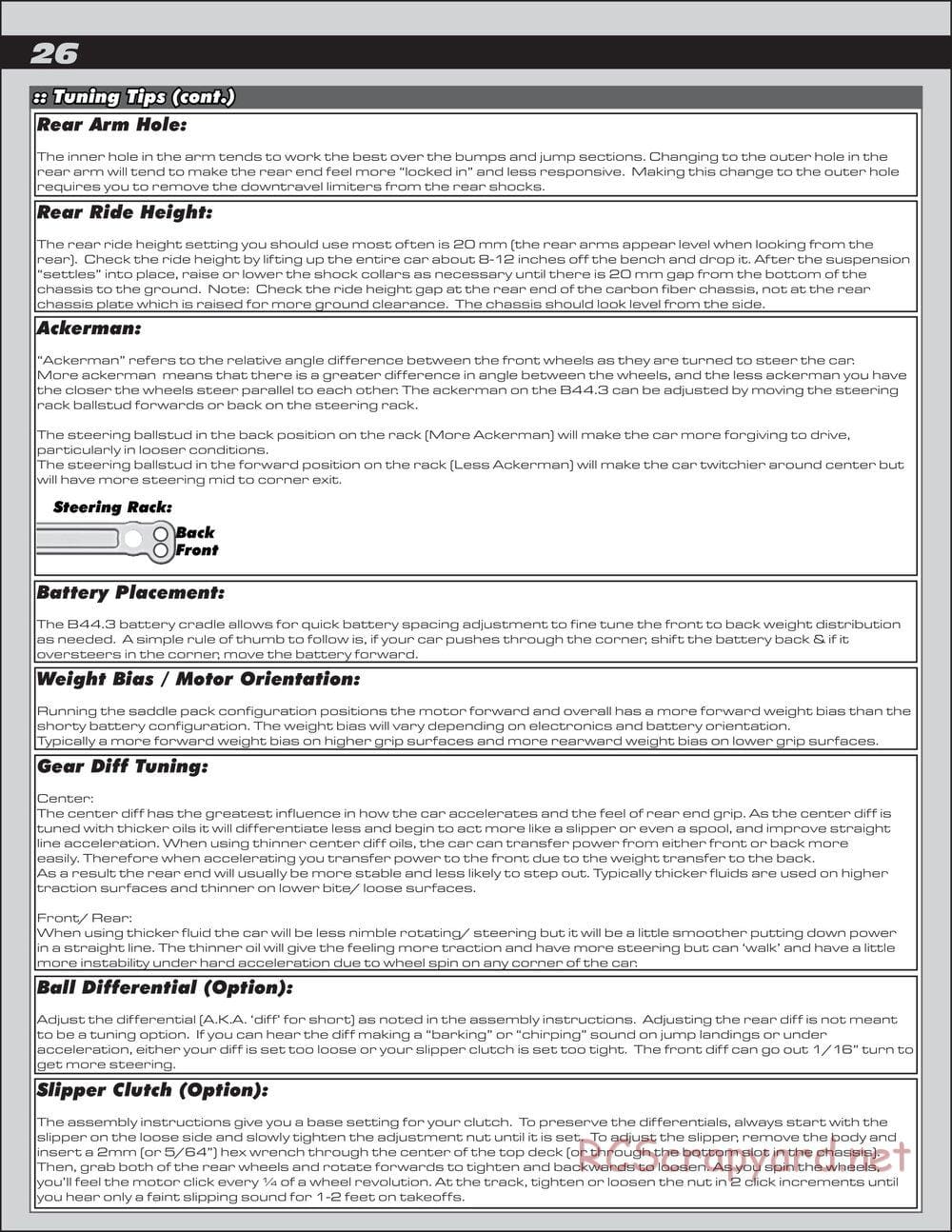 Team Associated - B44.3 Factory Team - Manual - Page 26