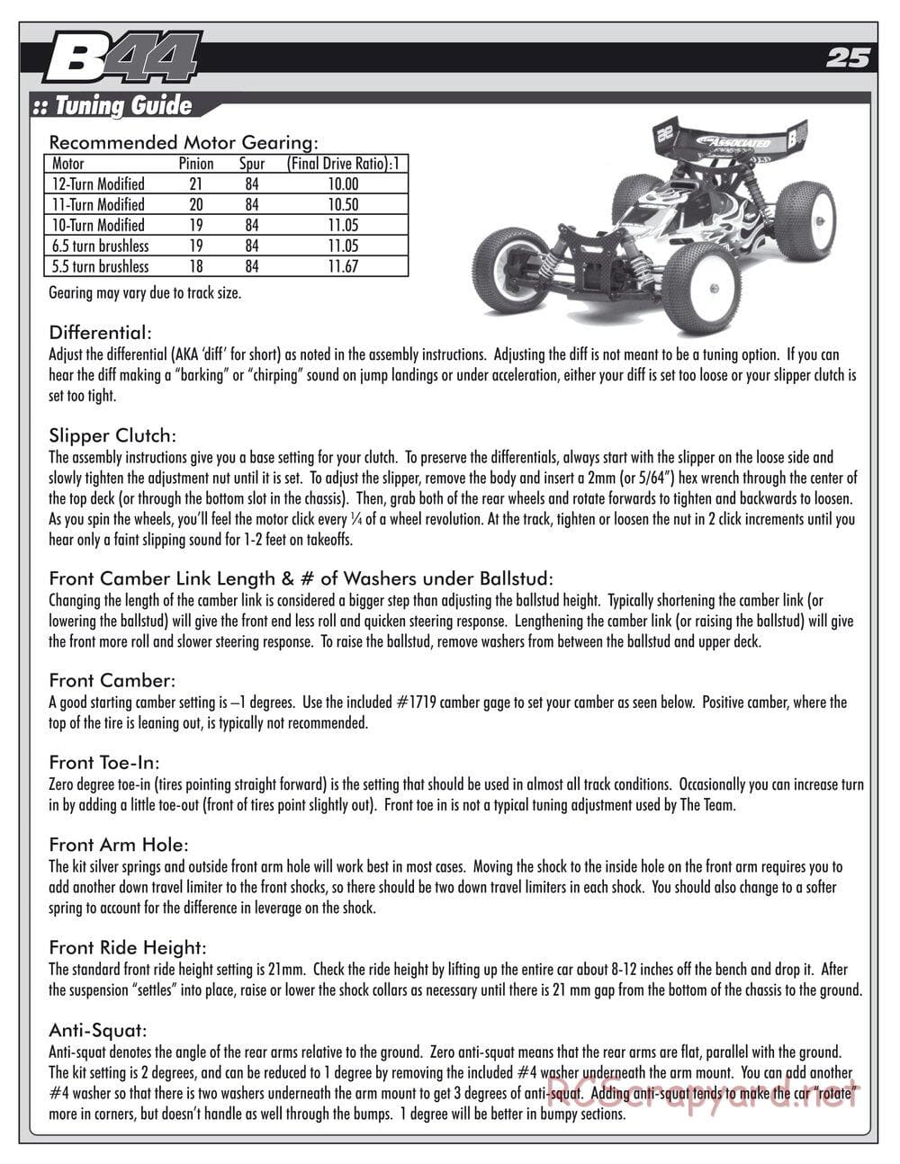 Team Associated - B44 Factory Team - Manual - Page 24