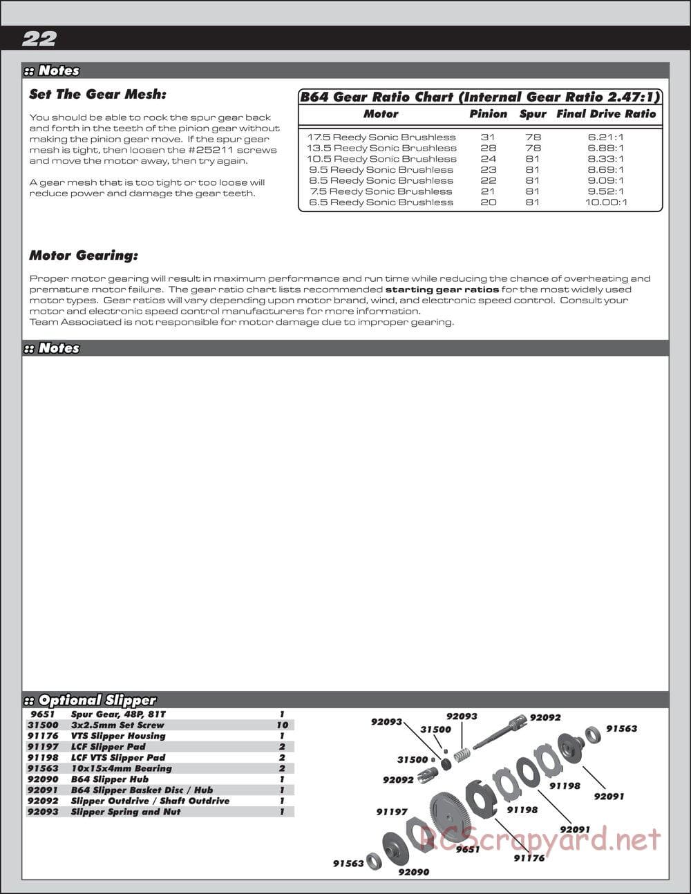 Team Associated - RC10 B64 Club Racer - Manual - Page 22