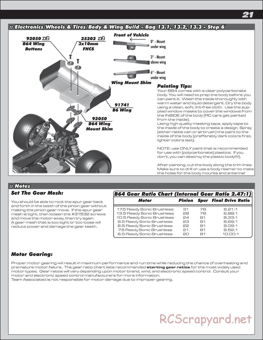 Team Associated - B64 Team - Manual - Page 21