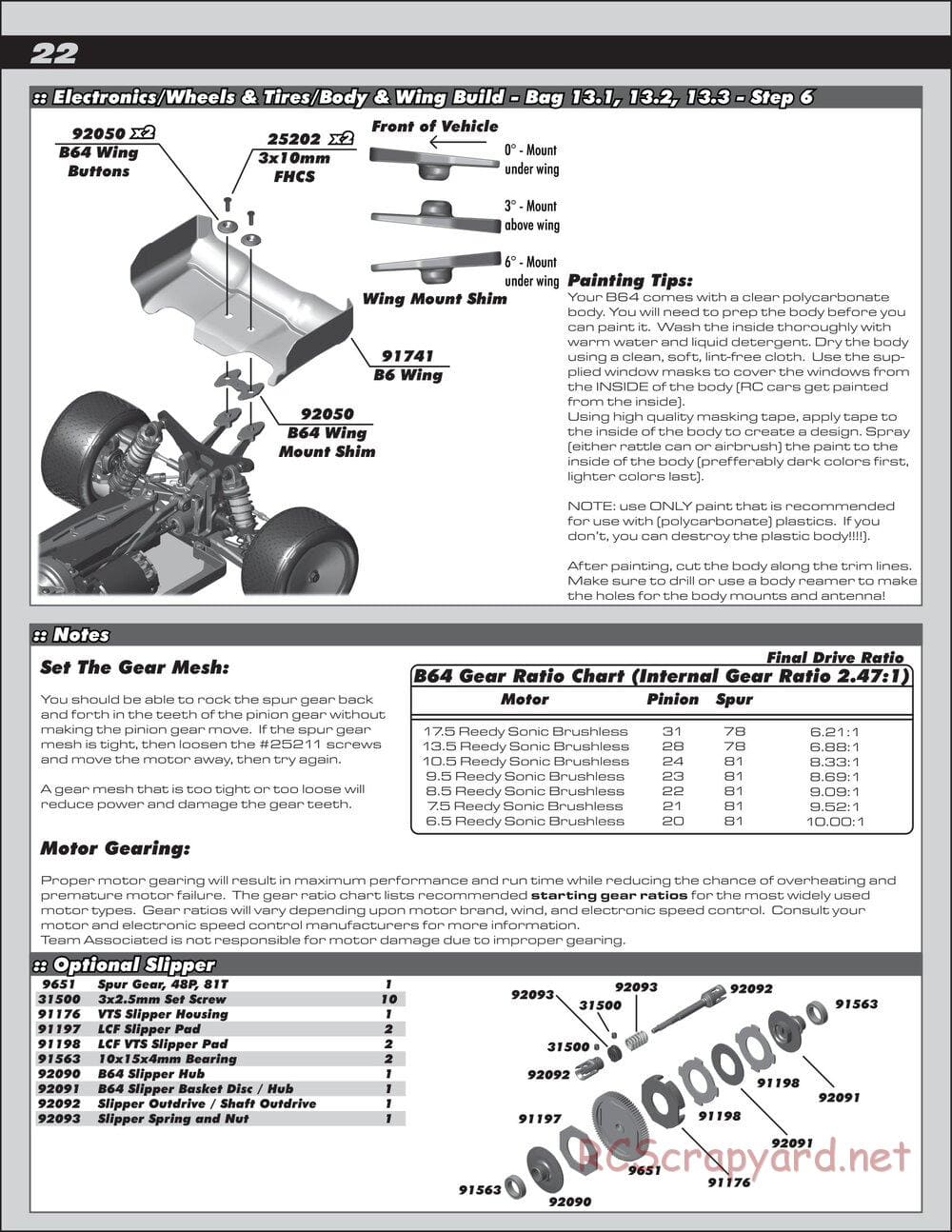 Team Associated - RC10 B64D Team - Manual - Page 22