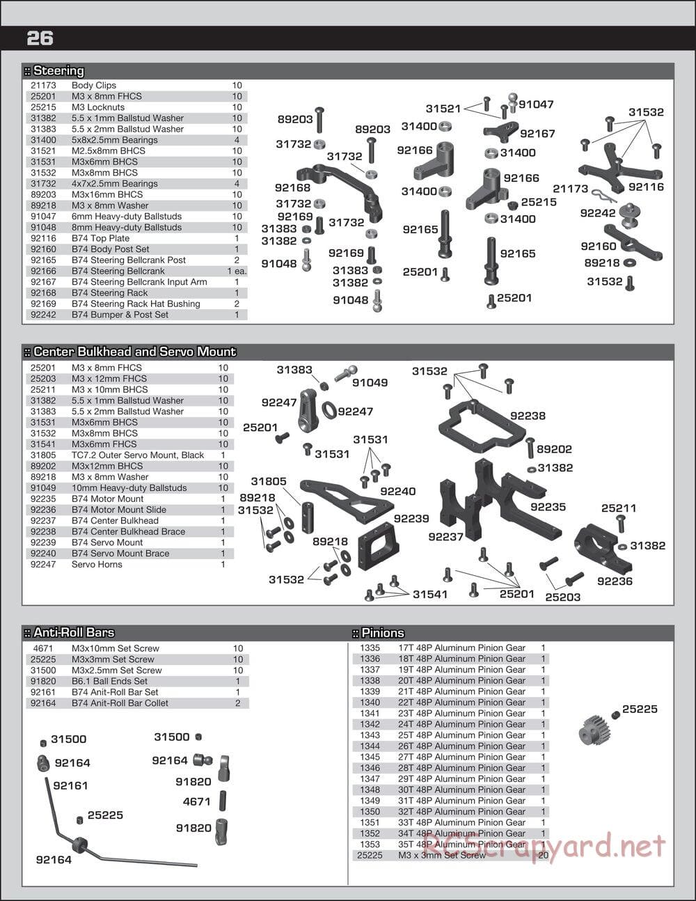 Team Associated - RC10 B74 Team - Manual - Page 26