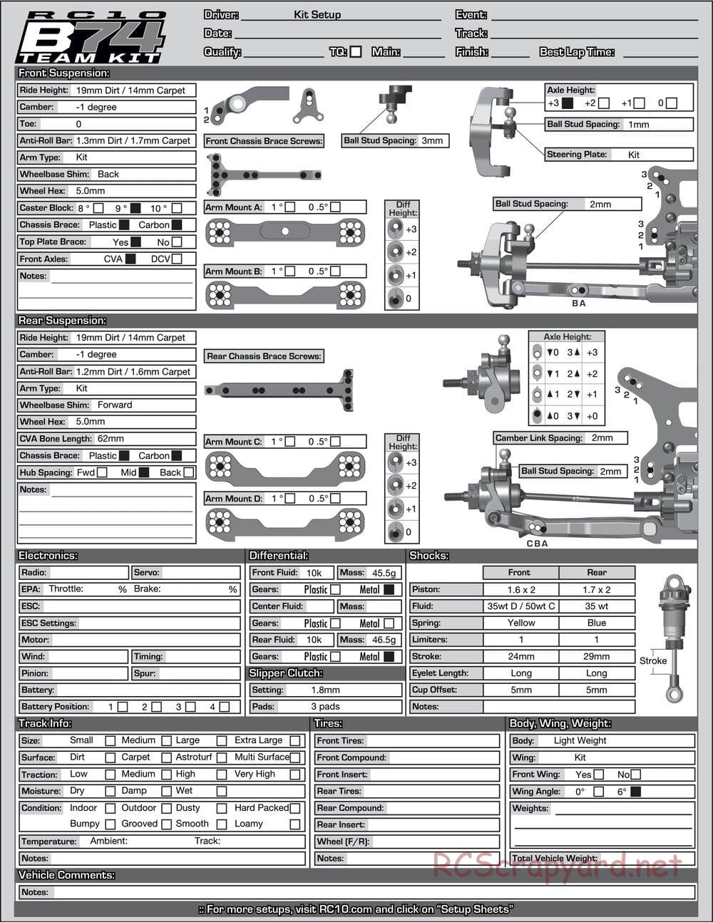 Team Associated - RC10 B74 Team - Manual - Page 32