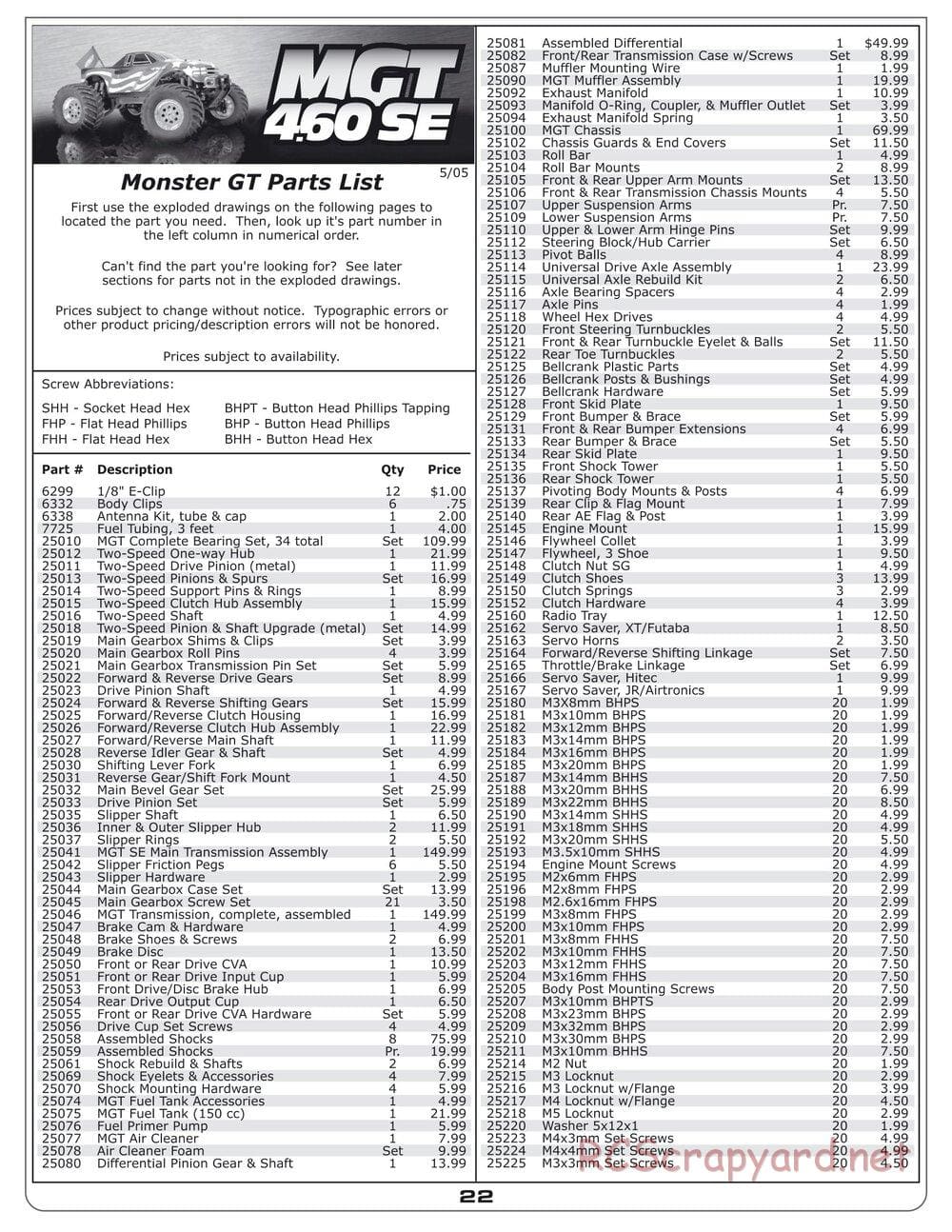 Team Associated - MGT 4.60 SE - Manual - Page 21