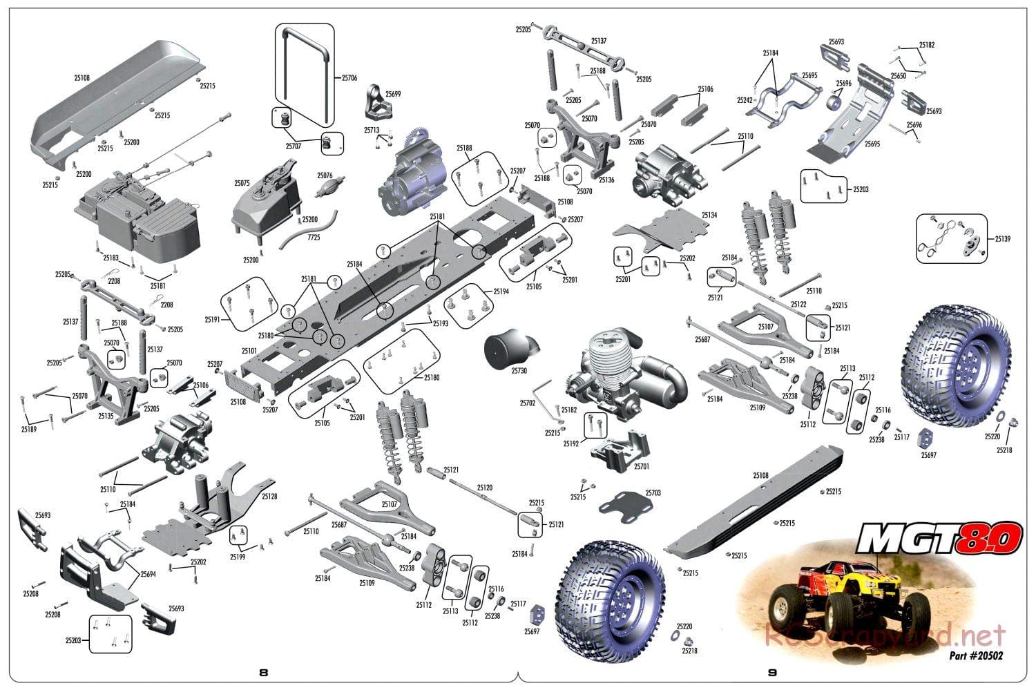 Team Associated - MGT 8.0 - Exploded View 3