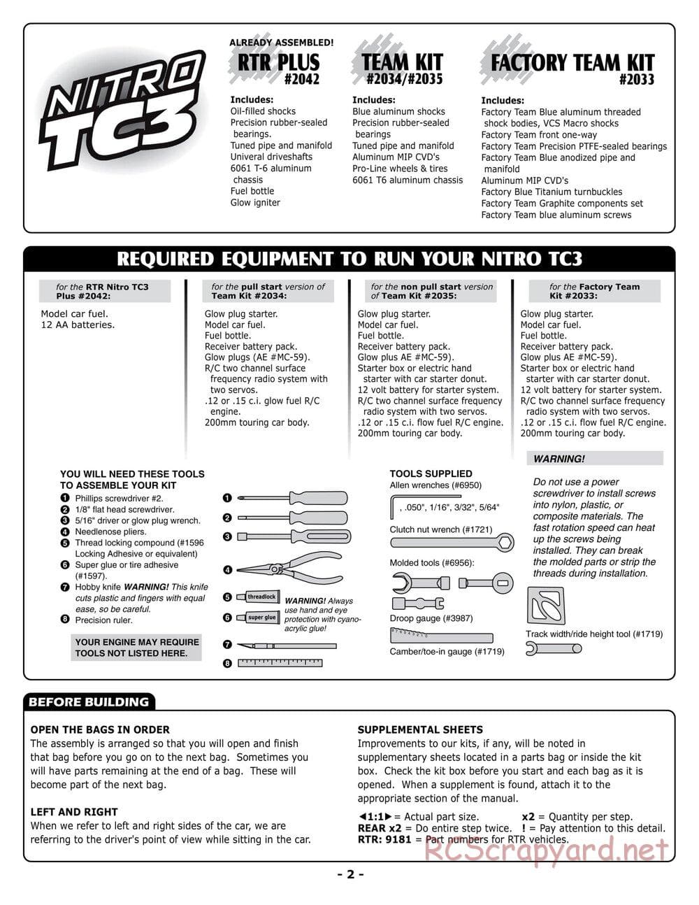 Team Associated - NTC3 RTR Plus / Factory Team / Team - Manual - Page 2
