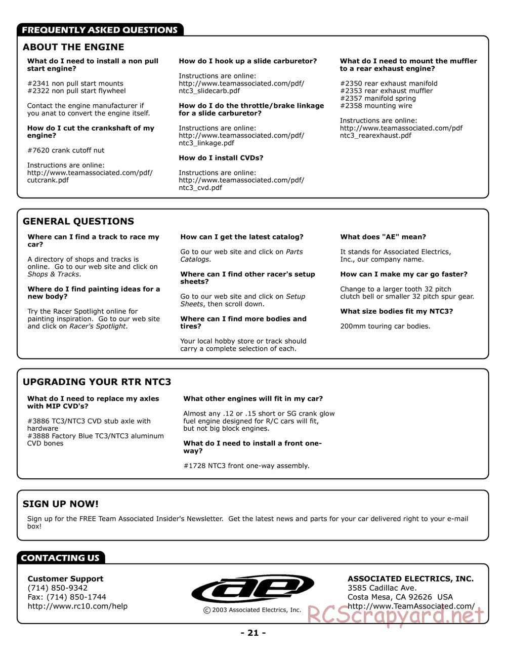 Team Associated - NTC3 RTR Plus / Factory Team / Team - Manual - Page 21