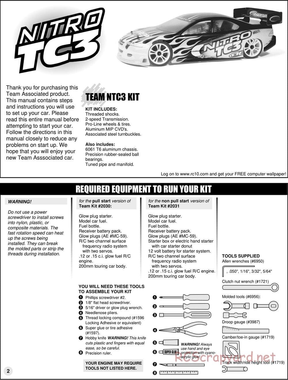 Team Associated - NTC3 Team - Manual - Page 1