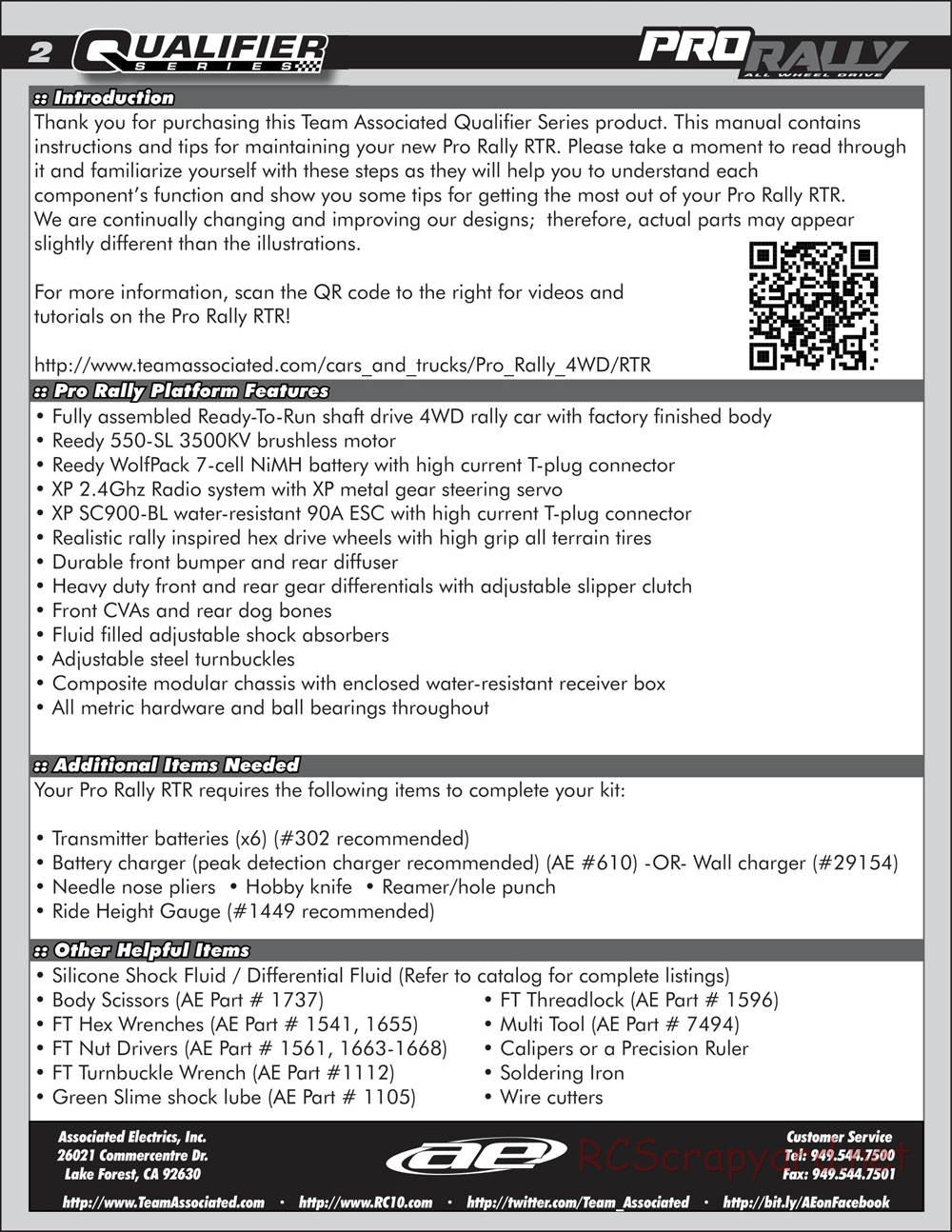 Team Associated - ProRally AWD - Manual - Page 2