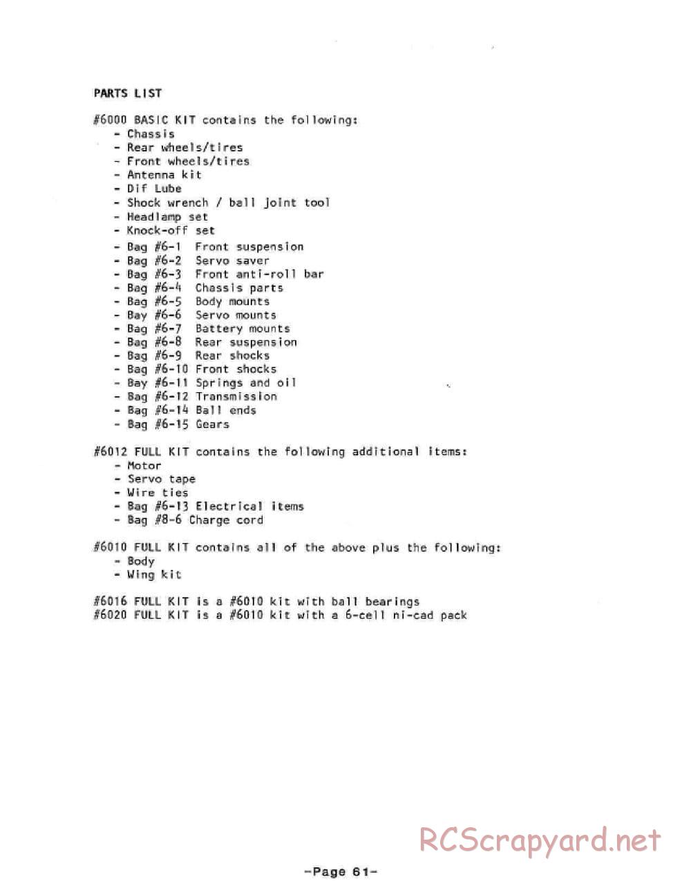 Team Associated - RC10 - 1986 Cadillac Manual - Page 63