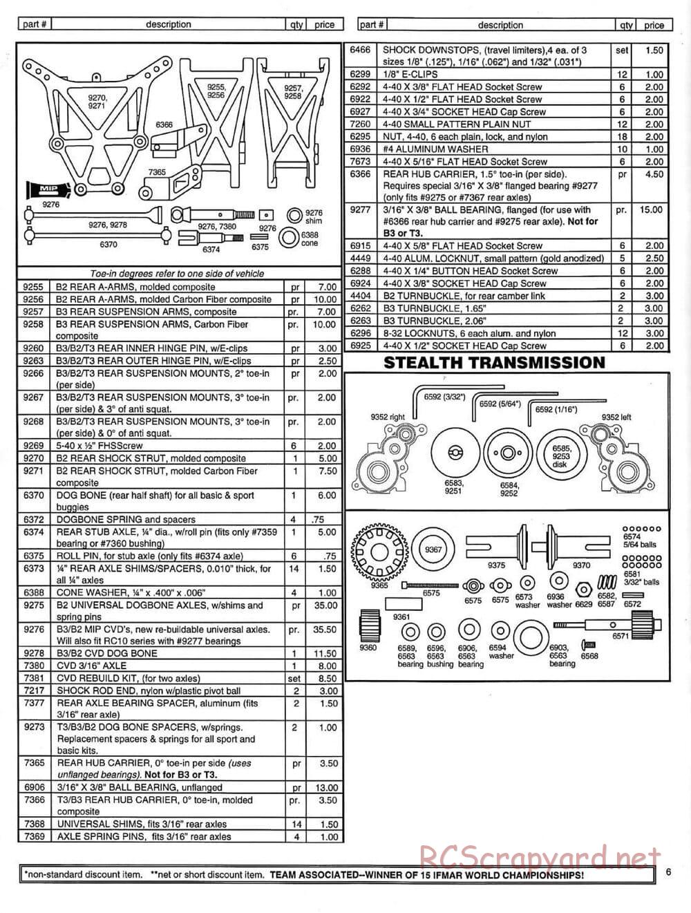 Team Associated - RC10 B3 - 1997 Parts Catalog - Page 6