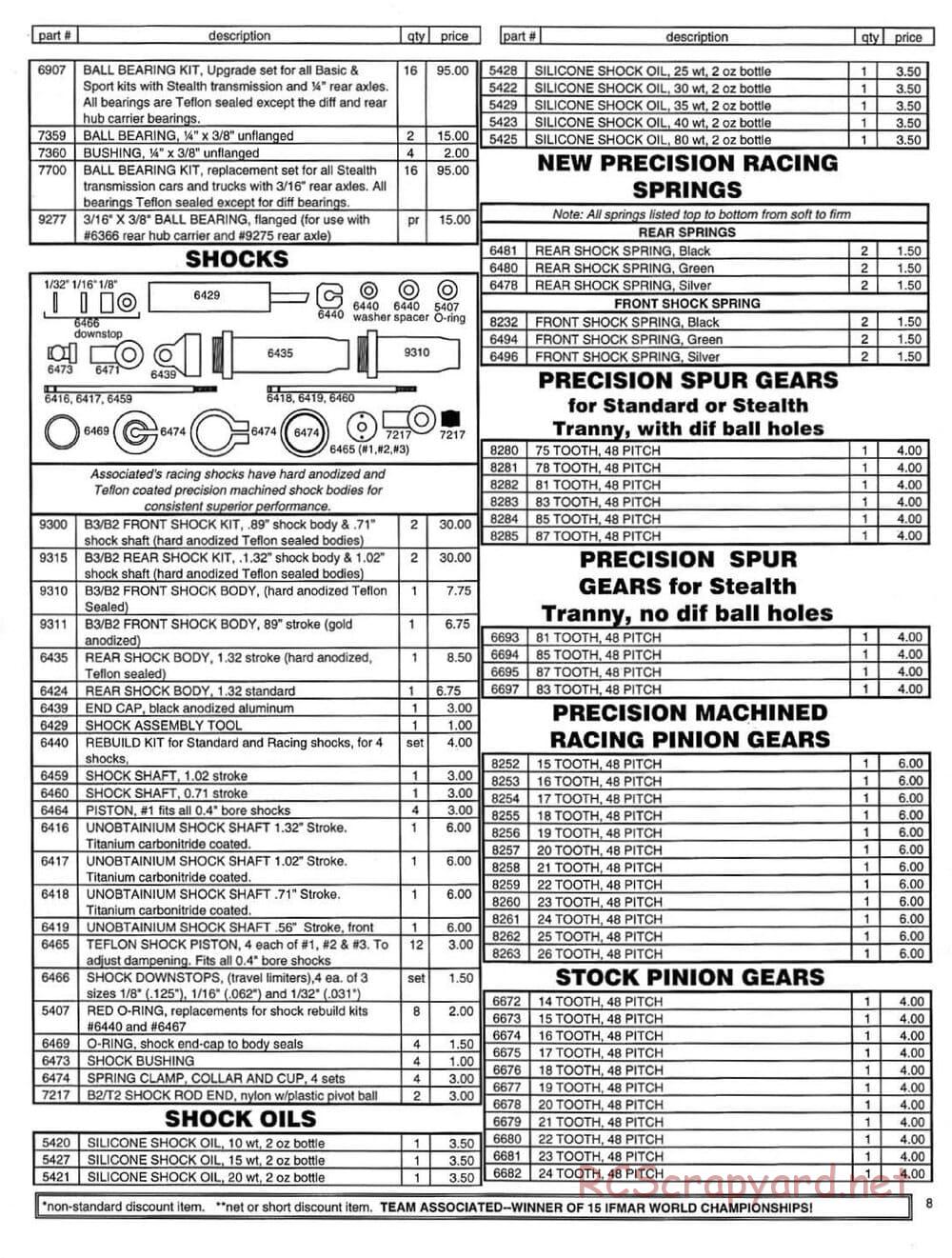 Team Associated - RC10 B3 - 1997 Parts Catalog - Page 8