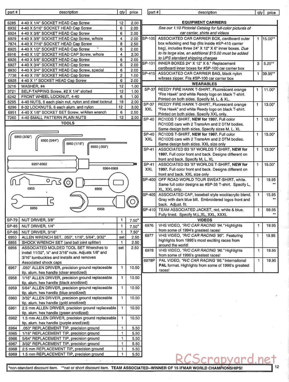 Team Associated - RC10 B3 - 1997 Parts Catalog - Page 12