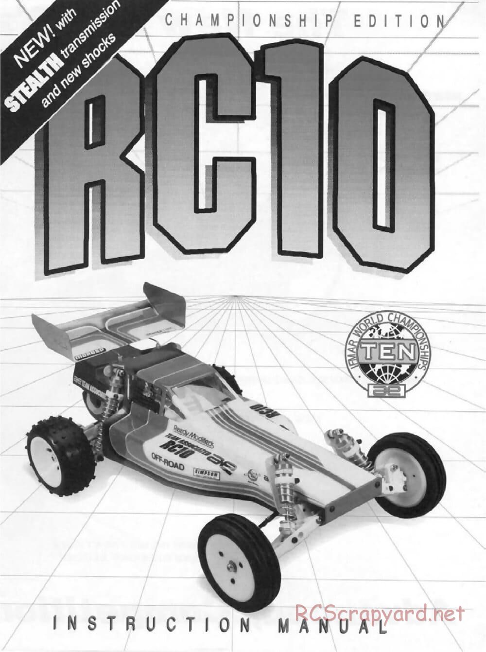 Team Associated - RC10 CE - 1992 - Manual - Page 1