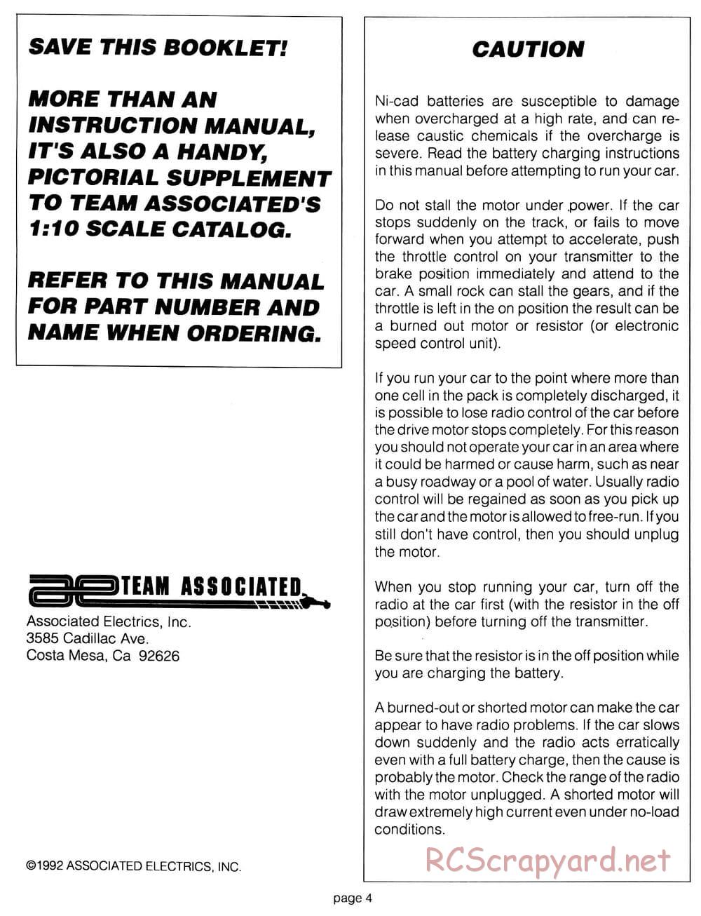 Team Associated - RC10 CE - 1992 - Manual - Page 3
