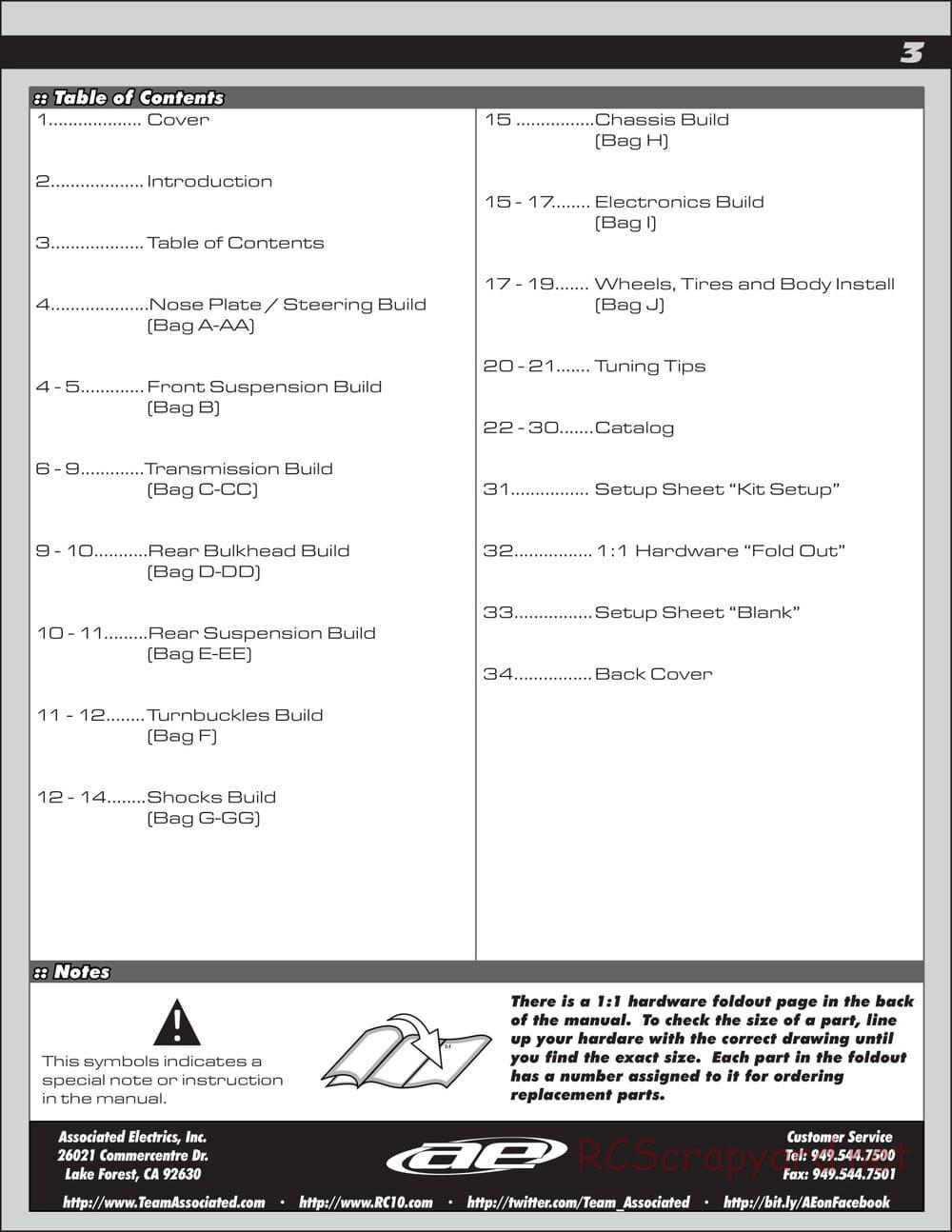 Team Associated - RC10 Classic - Manual - Page 3