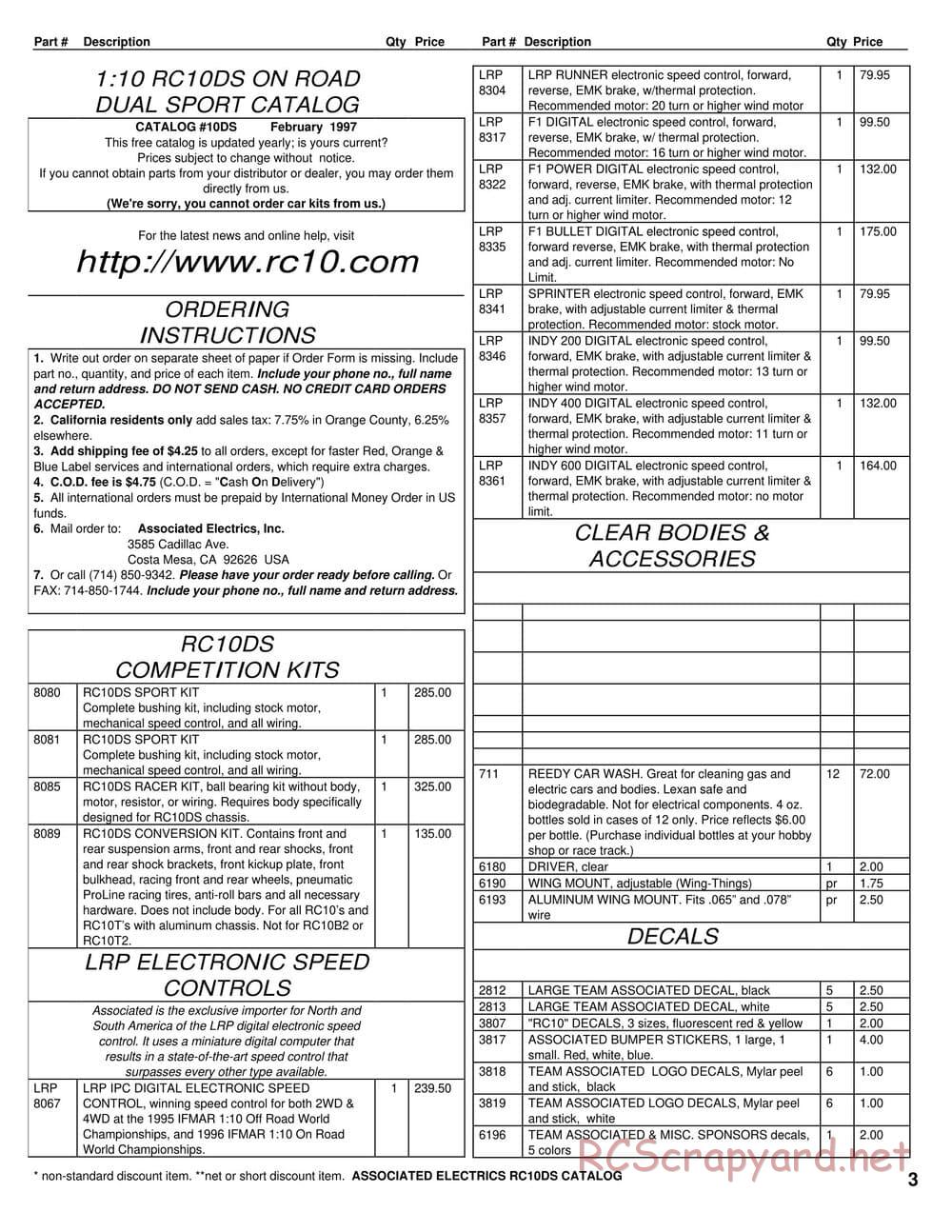 Team Associated - RC10-DS - Parts Lists - Page 1