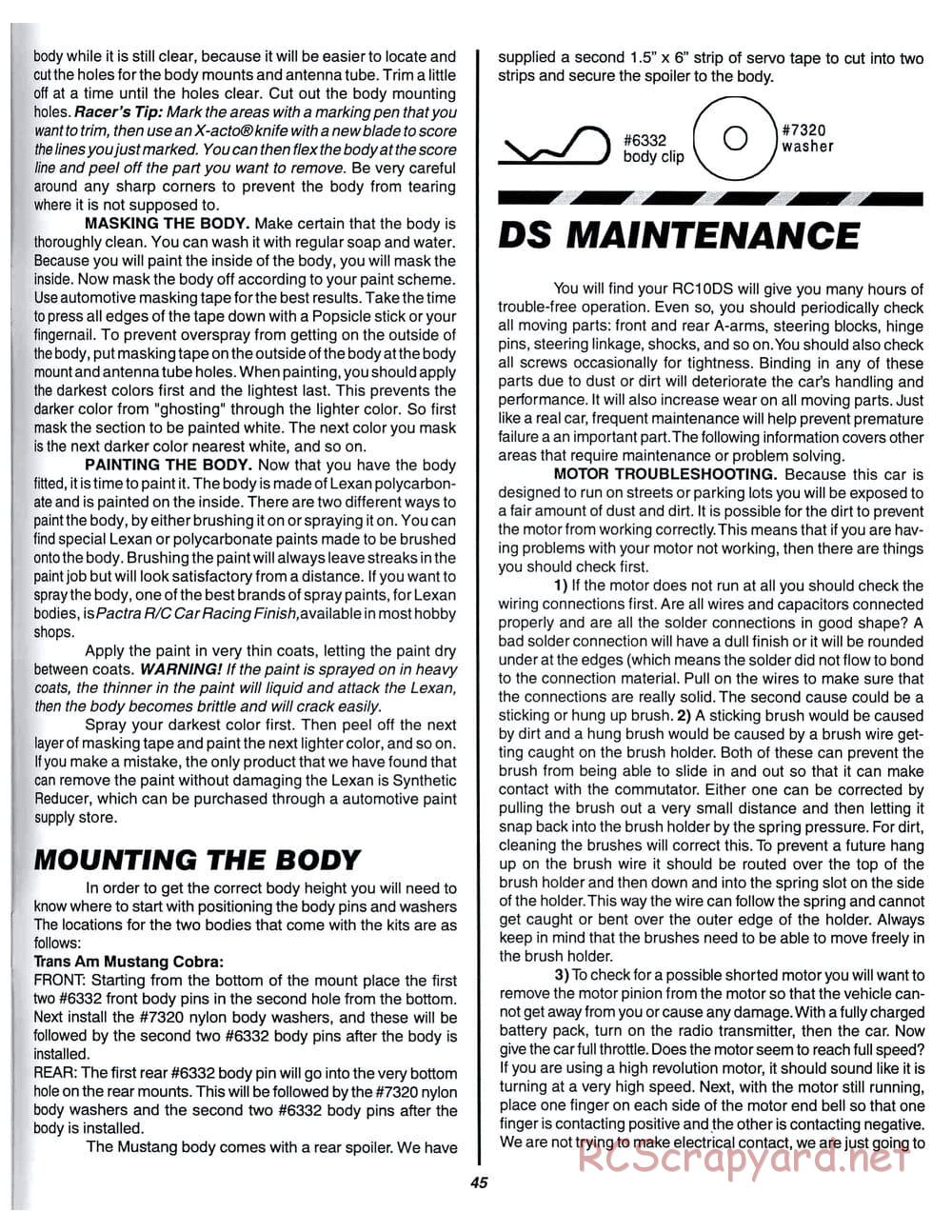 Team Associated - RC10 DS - Manual - Page 44