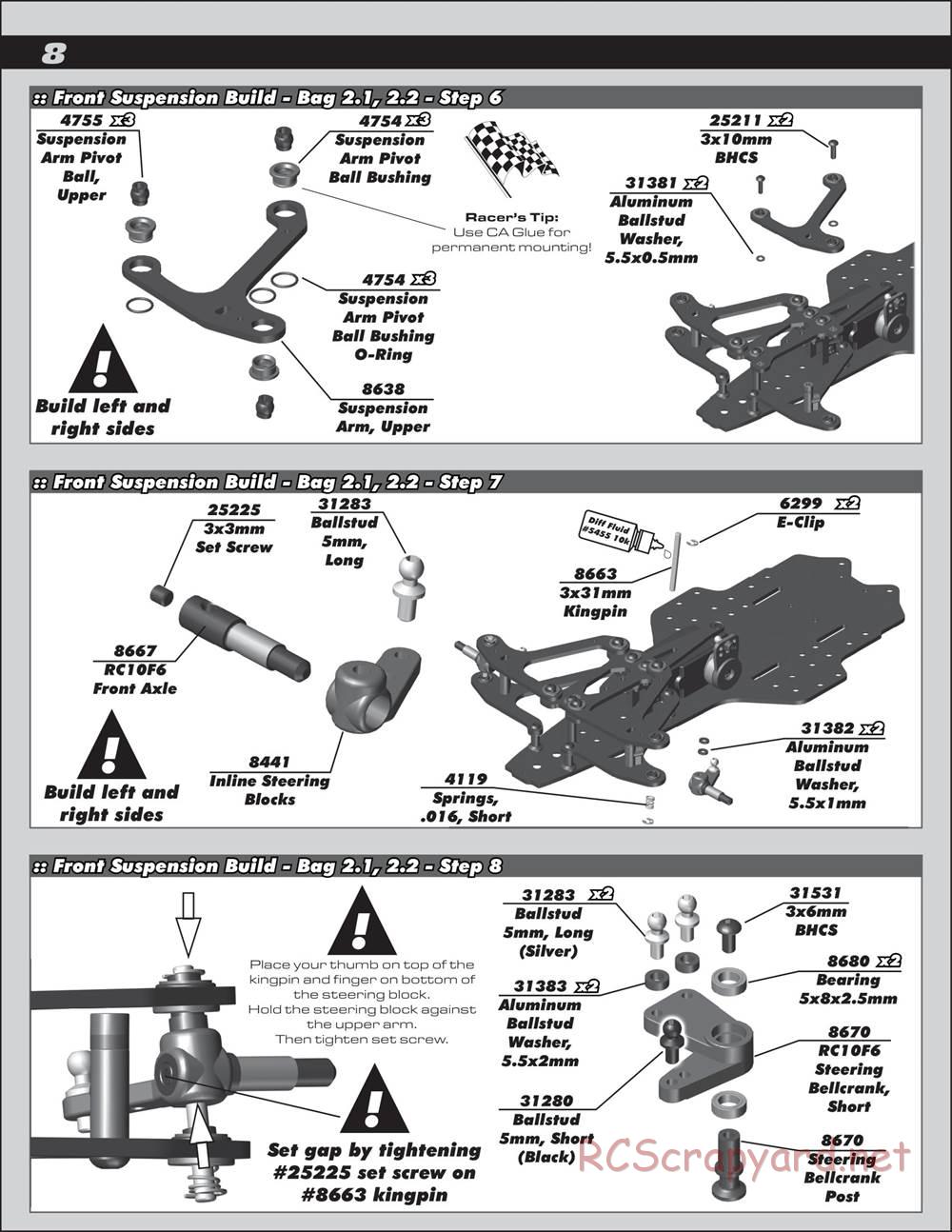 Team Associated - RC10 F6 Factory Team - Manual - Page 8