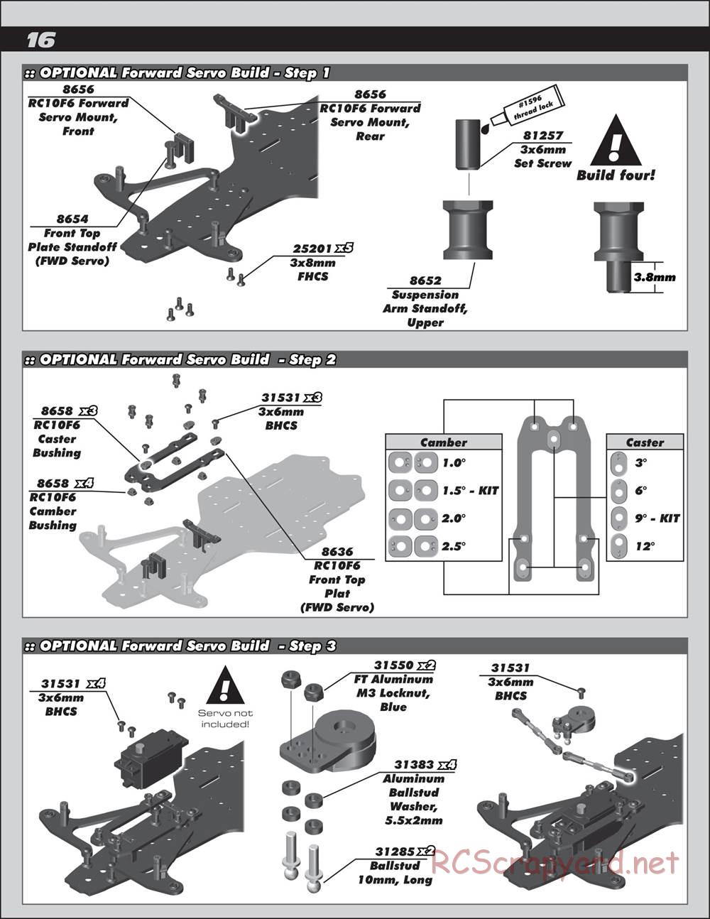 Team Associated - RC10 F6 Factory Team - Manual - Page 16