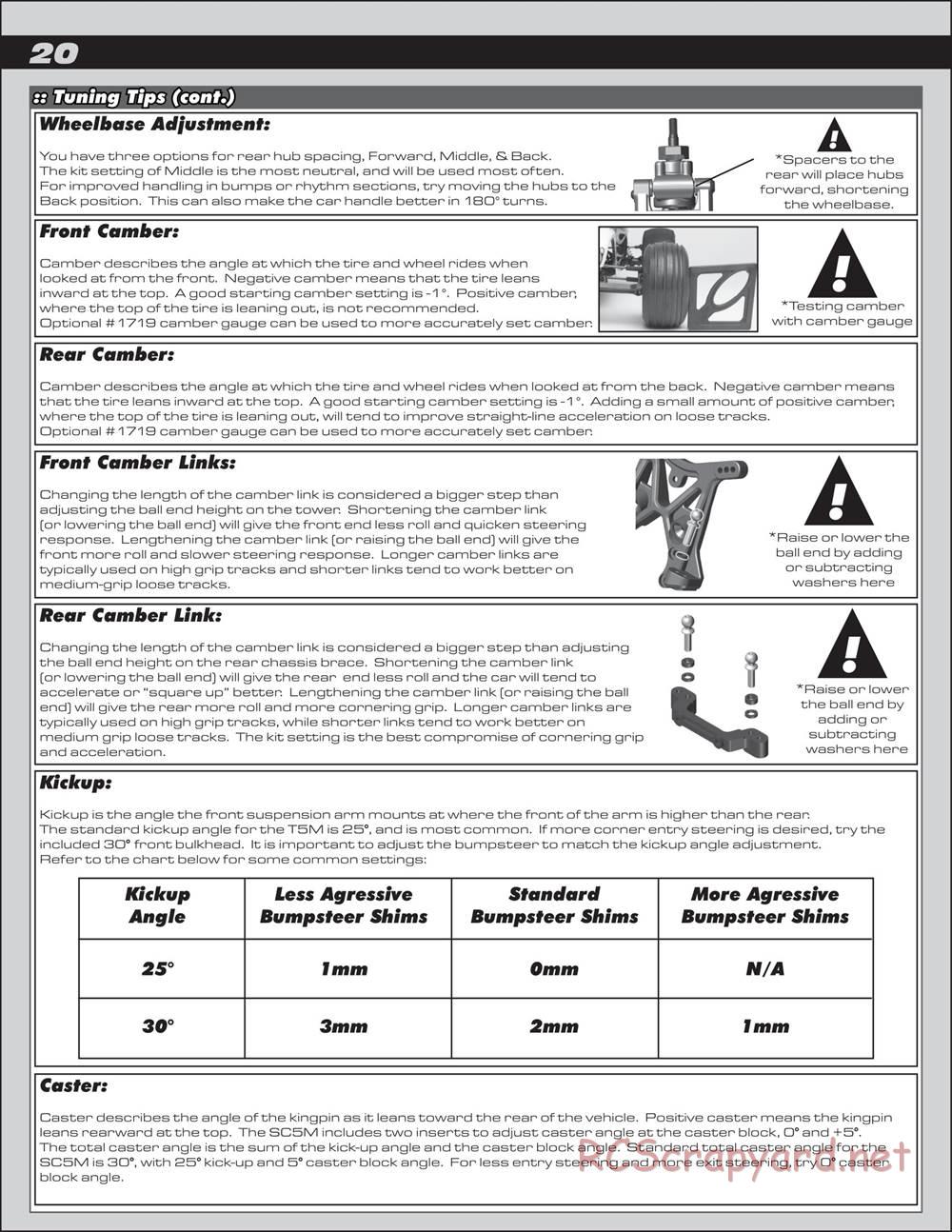 Team Associated - RC10 SC5M Team - Manual - Page 20