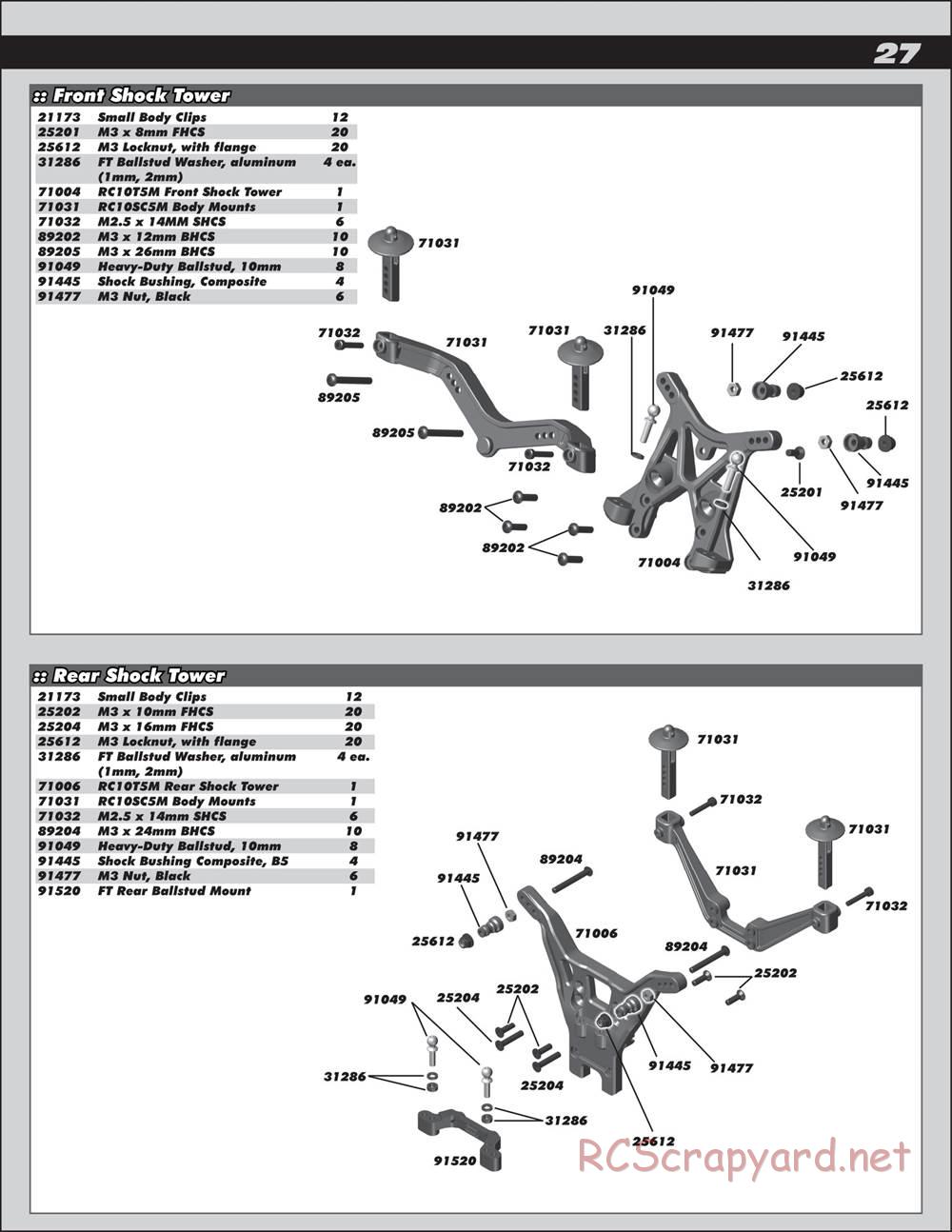 Team Associated - RC10 SC5M Team - Manual - Page 27