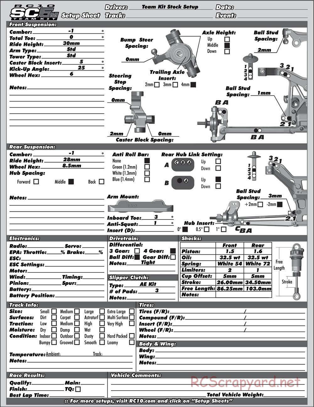 Team Associated - RC10 SC5M Team - Manual - Page 32