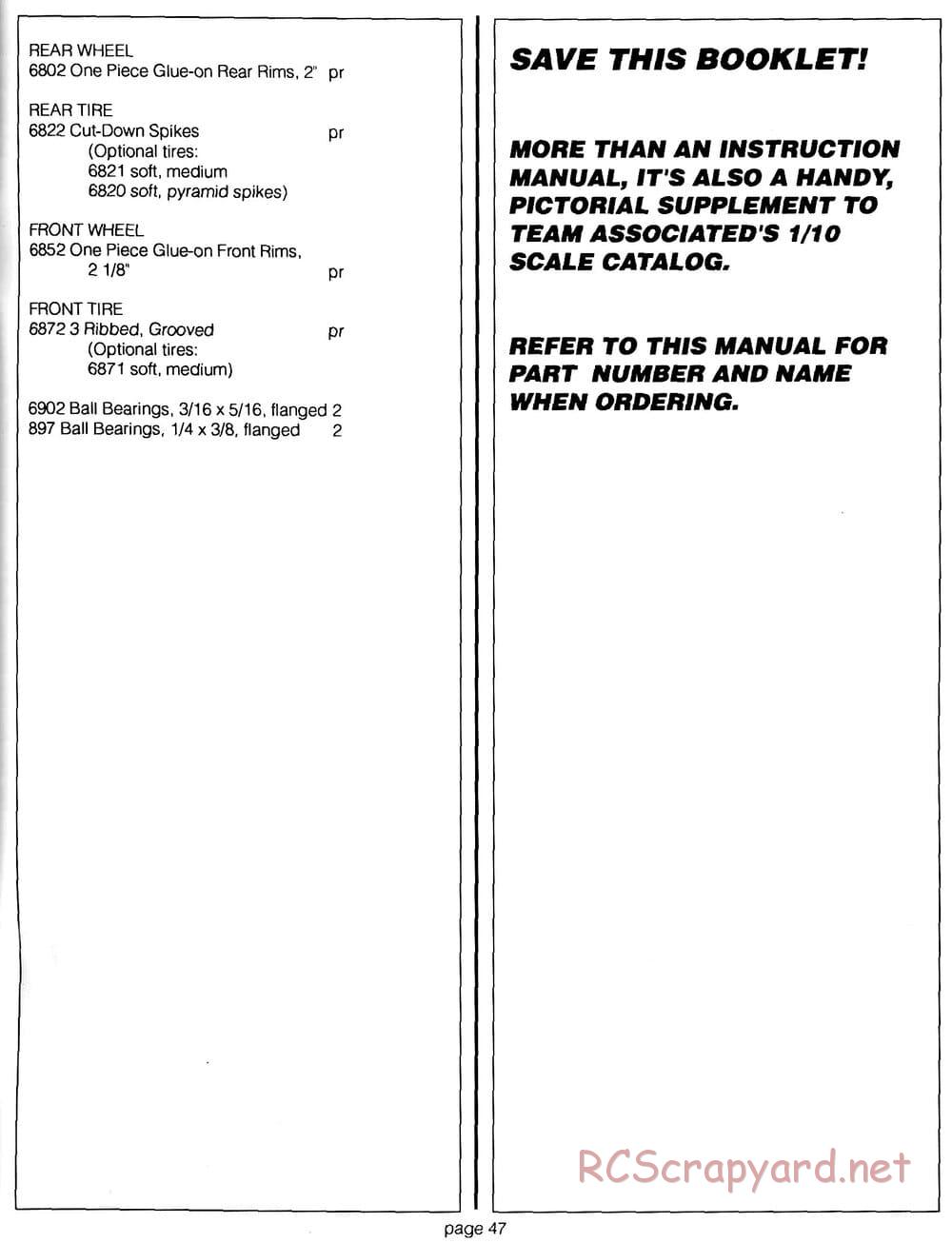 Team Associated - RC10 Team Car - Manual - Page 46