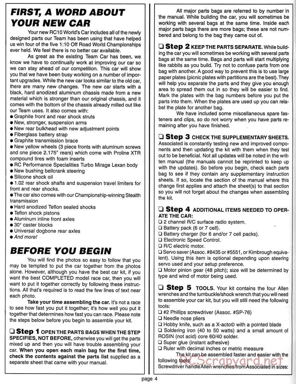 Team Associated - RC10 World's Car - 1994 - 6037 - Manual - Page 3