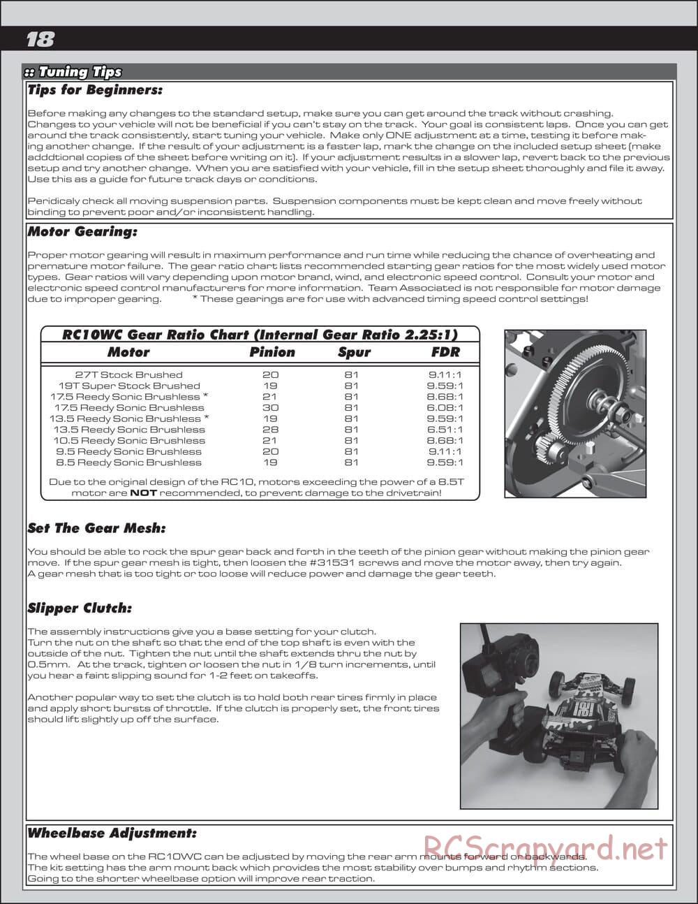 Team Associated - RC10 World's Car - Manual - Page 18