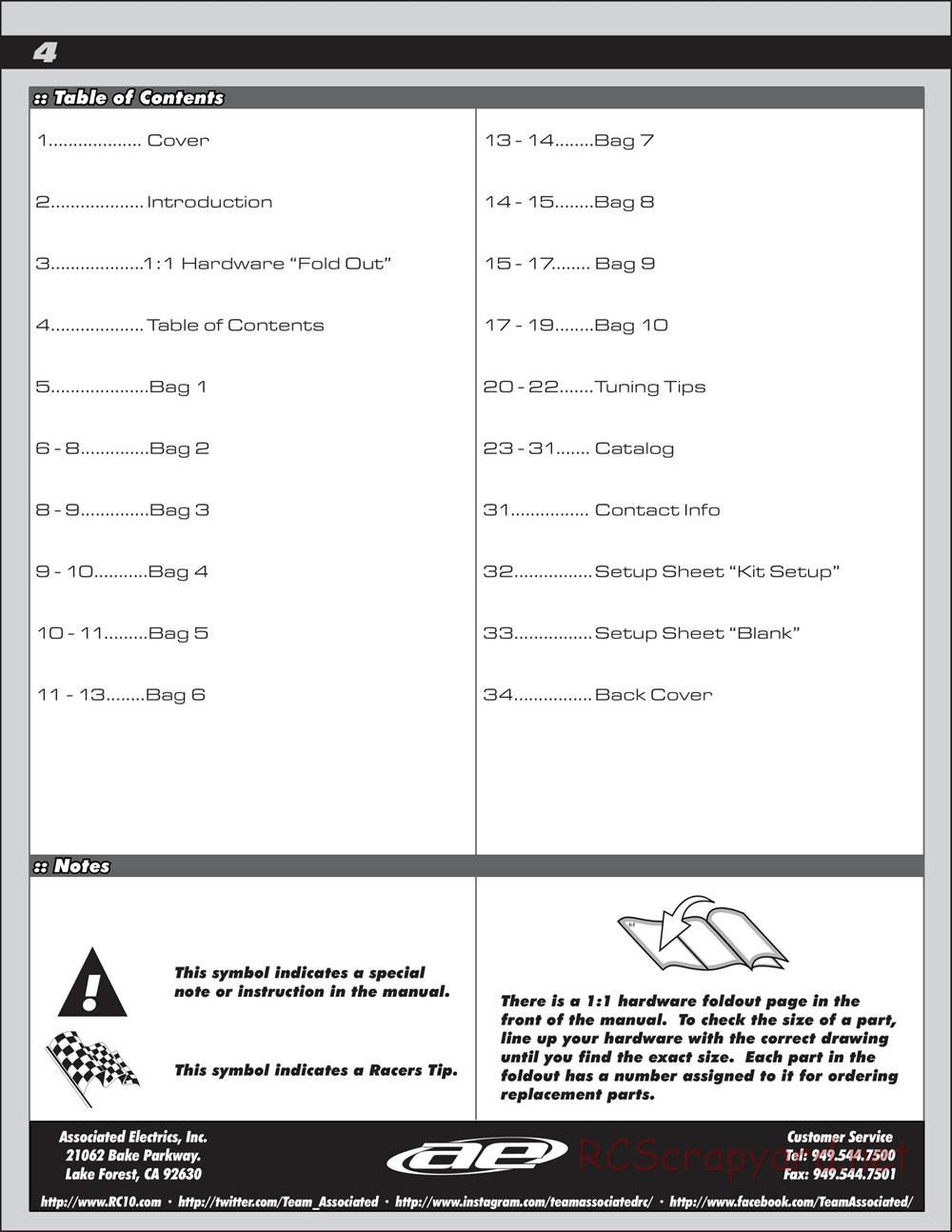 Team Associated - RC10 B6.2 Team - Manual - Page 4