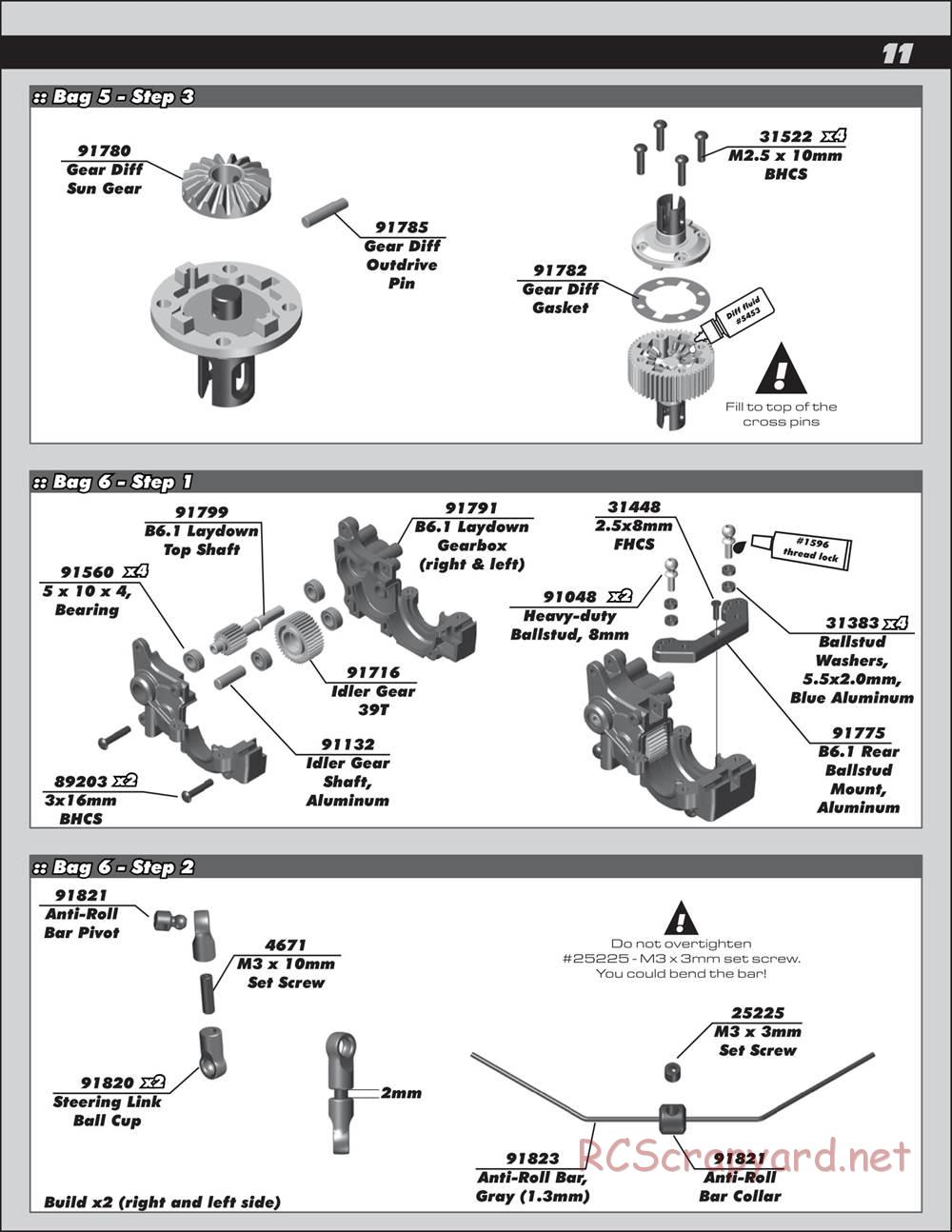 Team Associated - RC10 B6.2 Team - Manual - Page 11