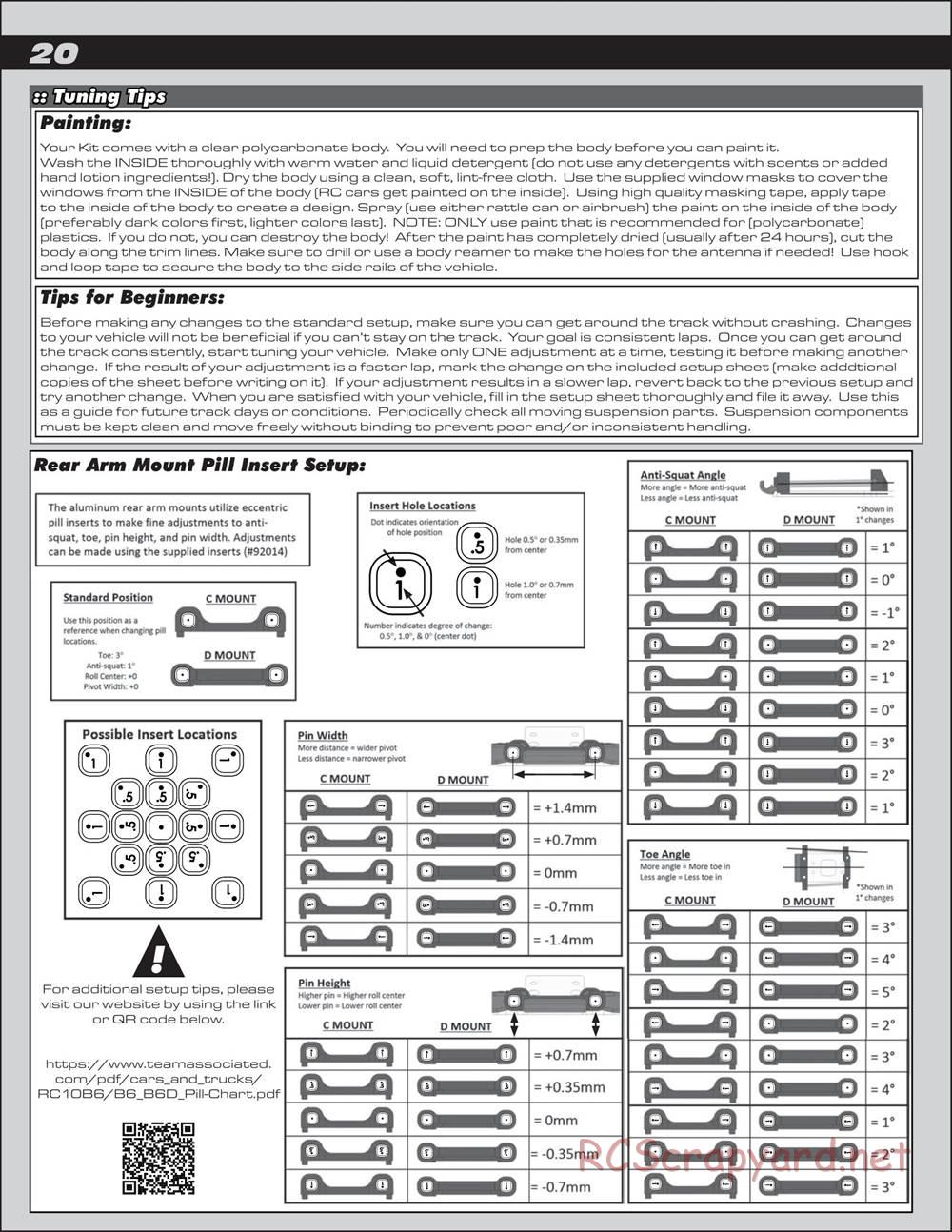 Team Associated - RC10 B6.2 Team - Manual - Page 20