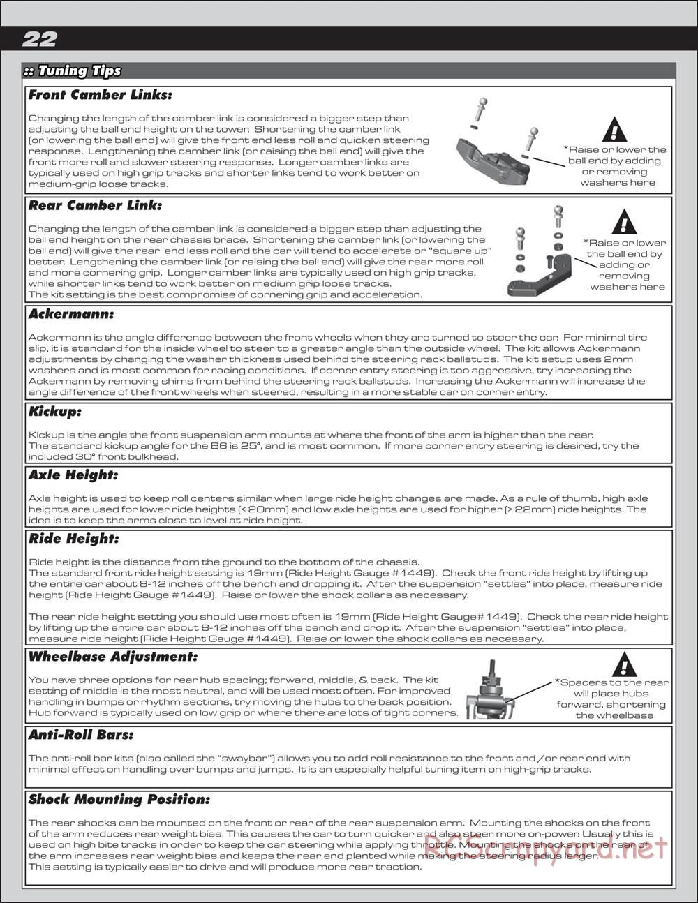 Team Associated - RC10 B6.2 Team - Manual - Page 22