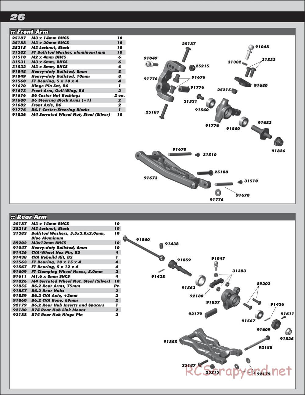 Team Associated - RC10 B6.2 Team - Manual - Page 26