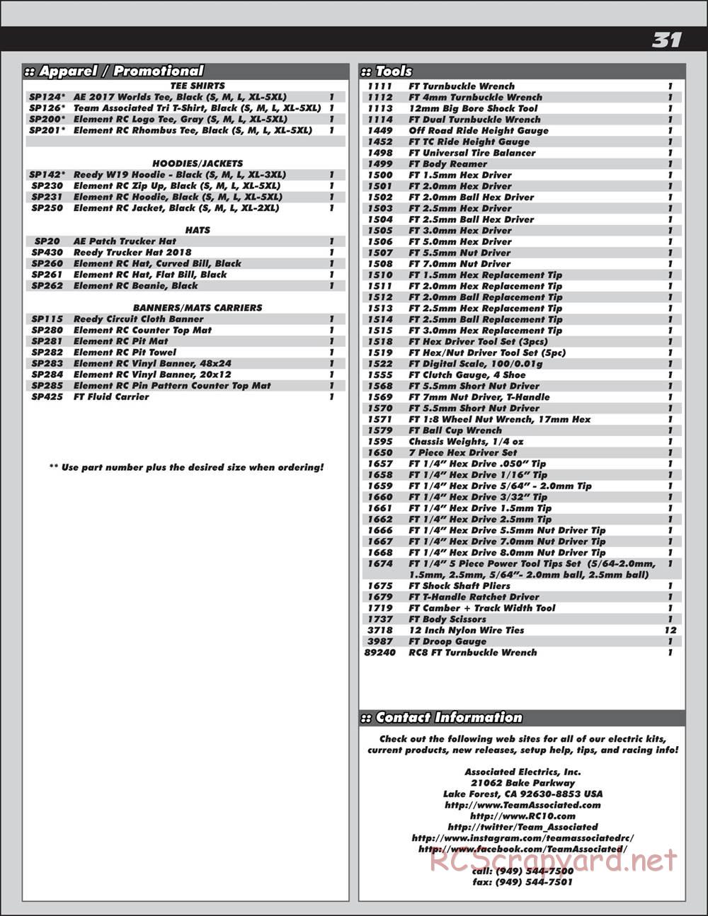 Team Associated - RC10 B6.2 Team - Manual - Page 31