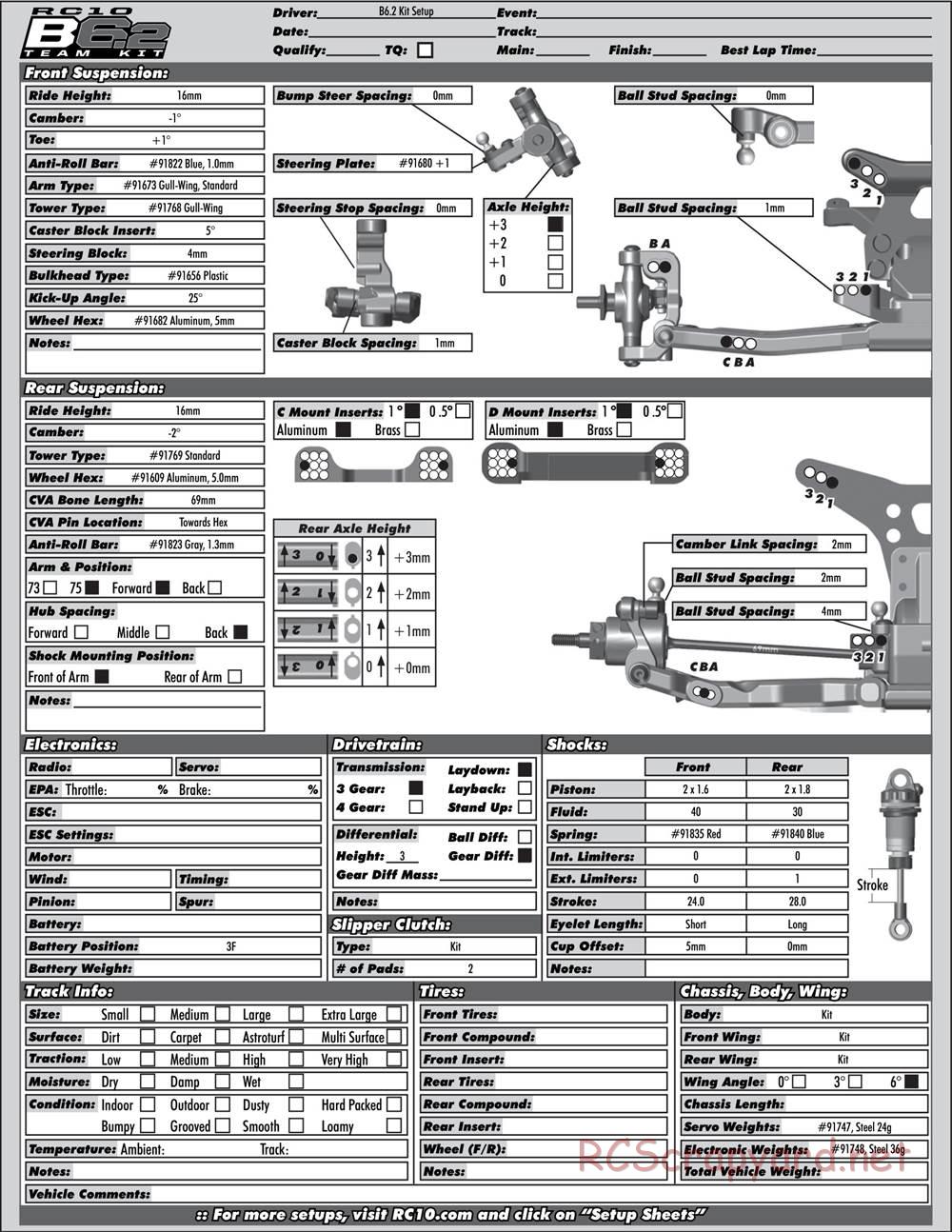 Team Associated - RC10 B6.2 Team - Manual - Page 32