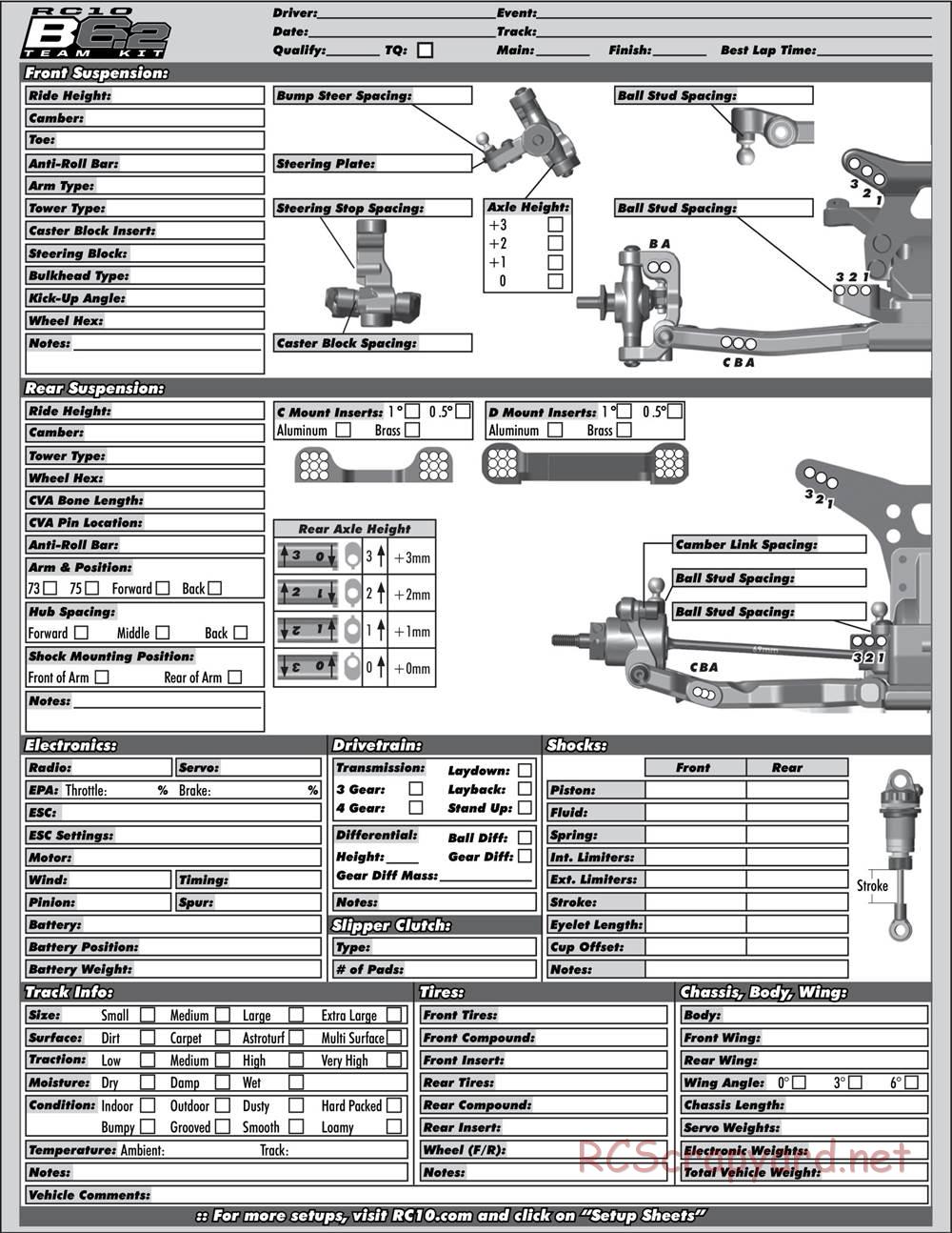 Team Associated - RC10 B6.2 Team - Manual - Page 33