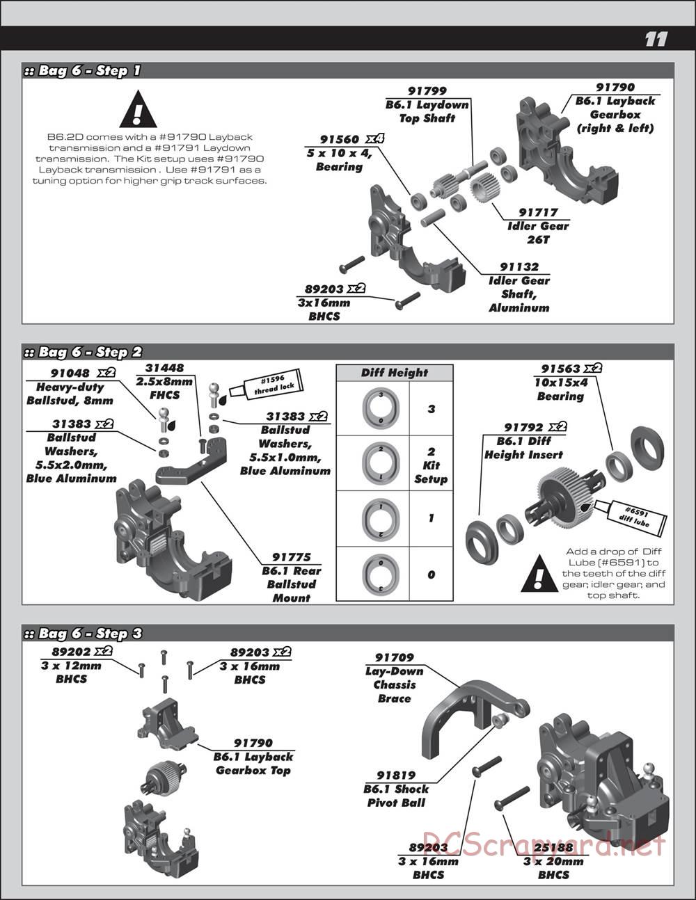 Team Associated - RC10 B6.2D Team - Manual - Page 11