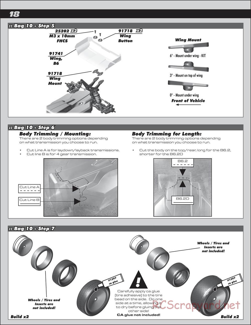 Team Associated - RC10 B6.2D Team - Manual - Page 18