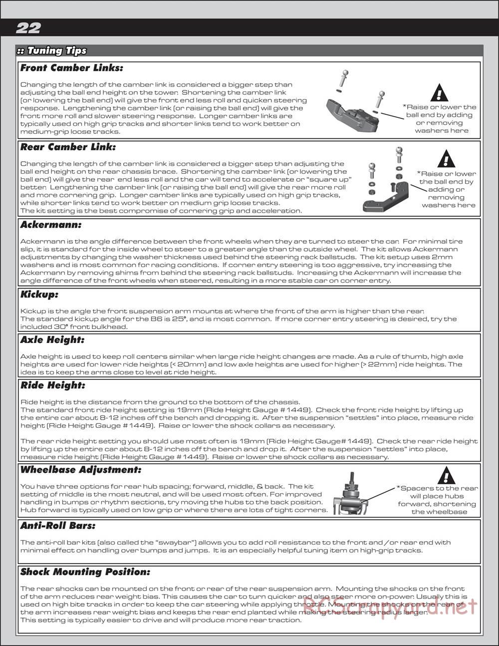 Team Associated - RC10 B6.2D Team - Manual - Page 22