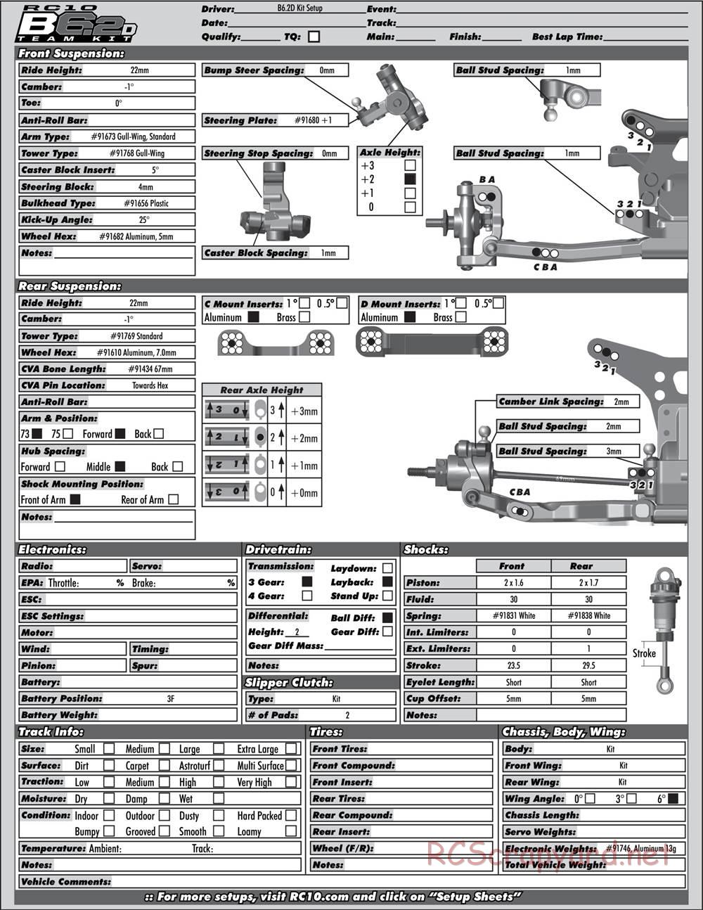 Team Associated - RC10 B6.2D Team - Manual - Page 32