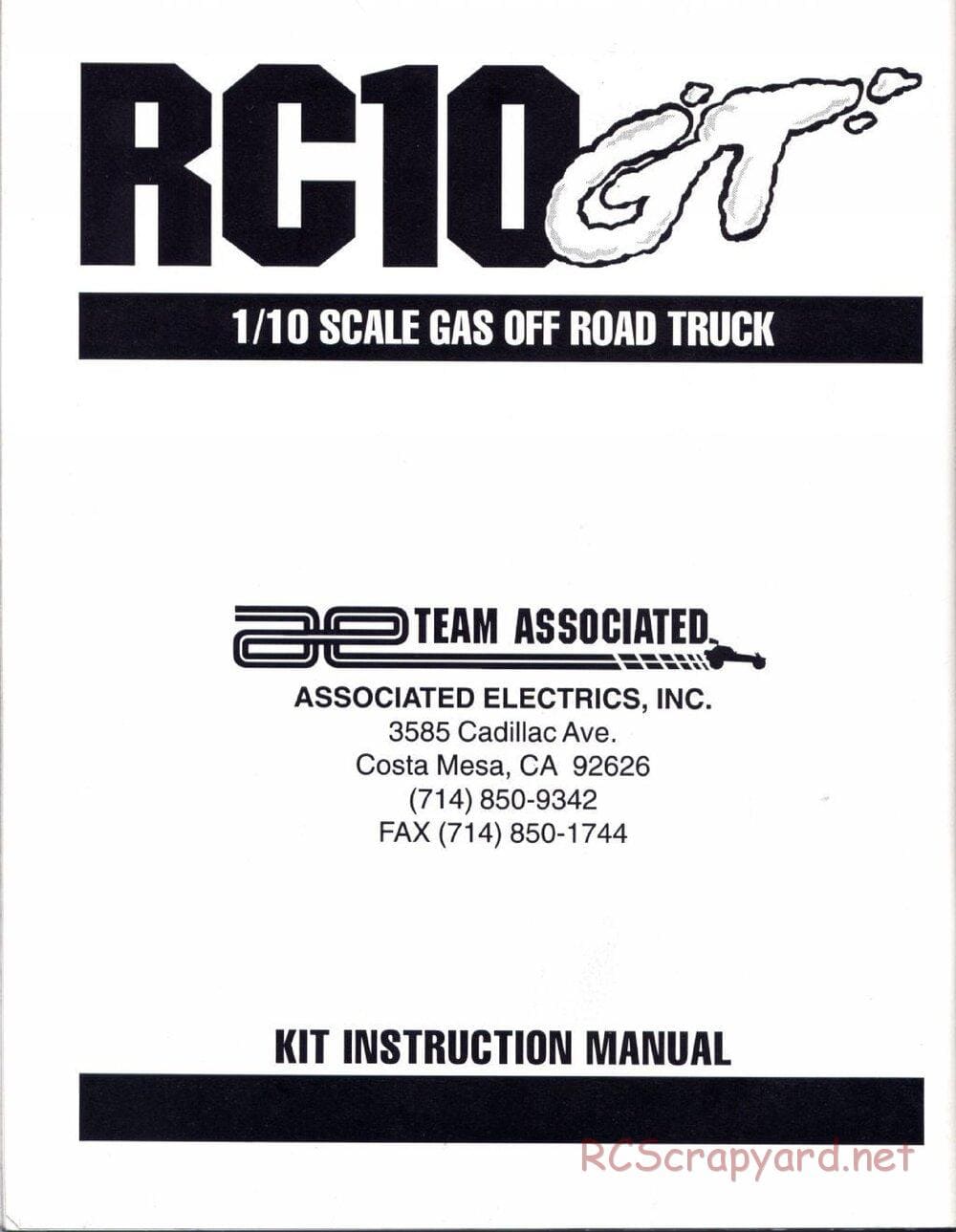 Team Associated - RC10GT (1993) - Manual - Page 56