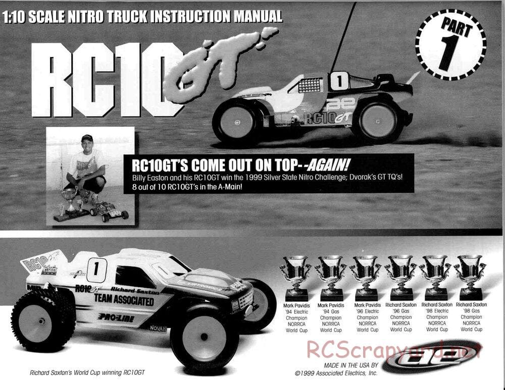 Team Associated - RC10GT (1999) - Manual - Page 1