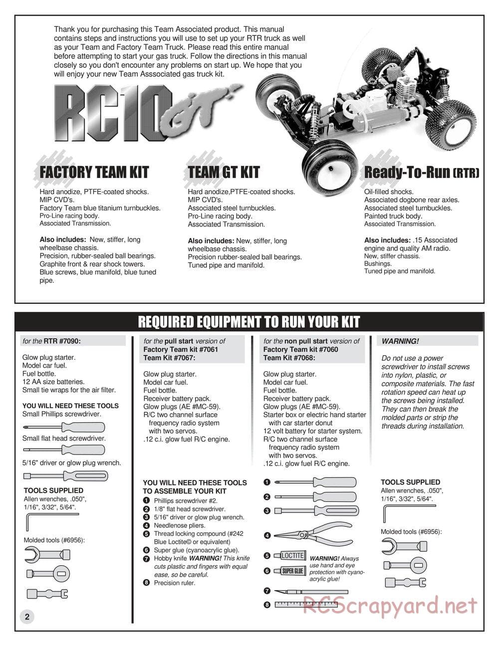 Team Associated - RC10GT (2000) - Manual - Page 2