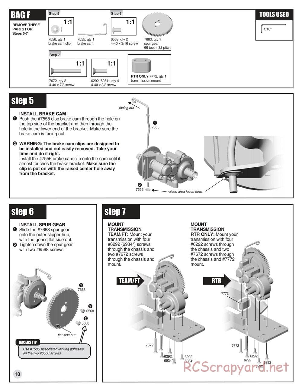 Team Associated - RC10GT (2000) - Manual - Page 10