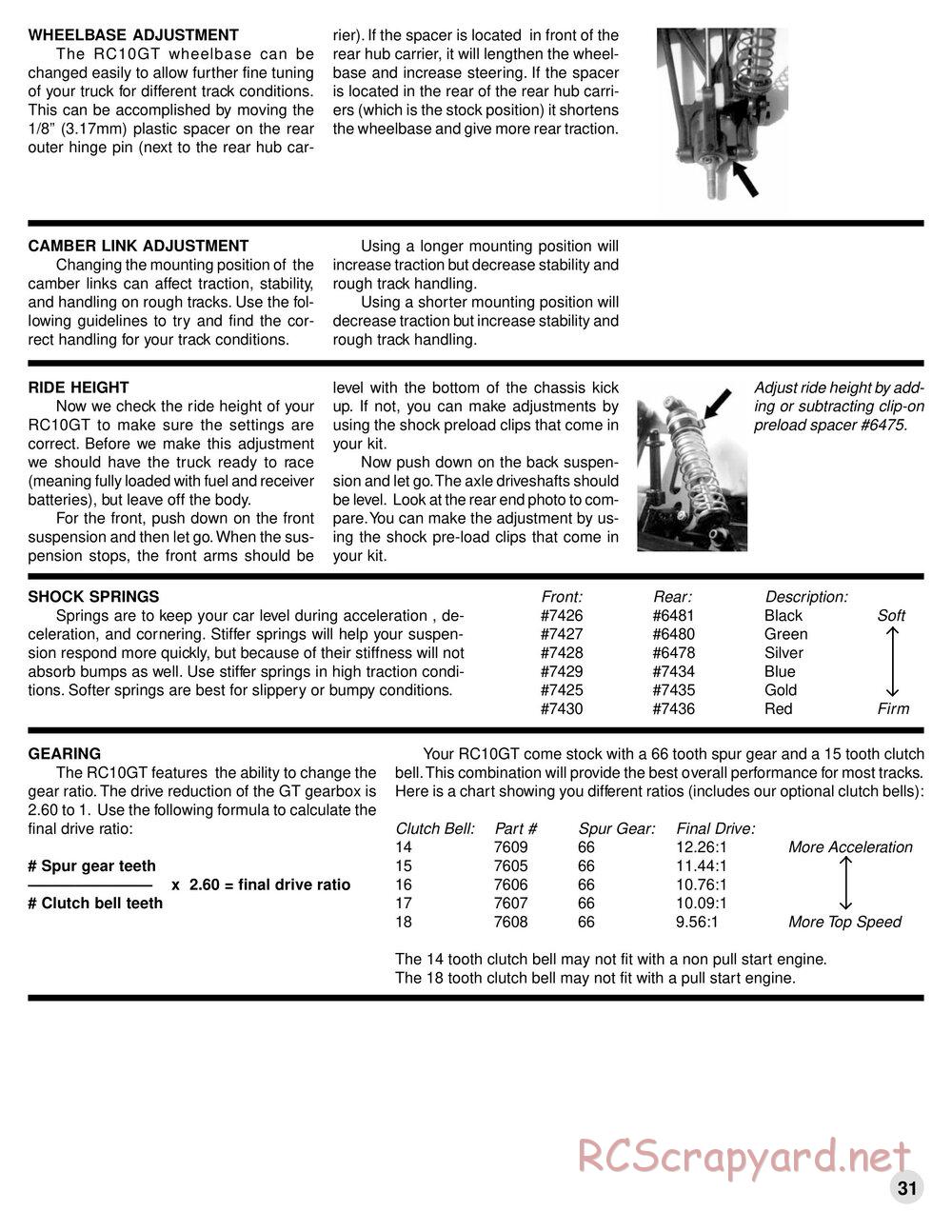 Team Associated - RC10GT Team Built - Manual - Page 33