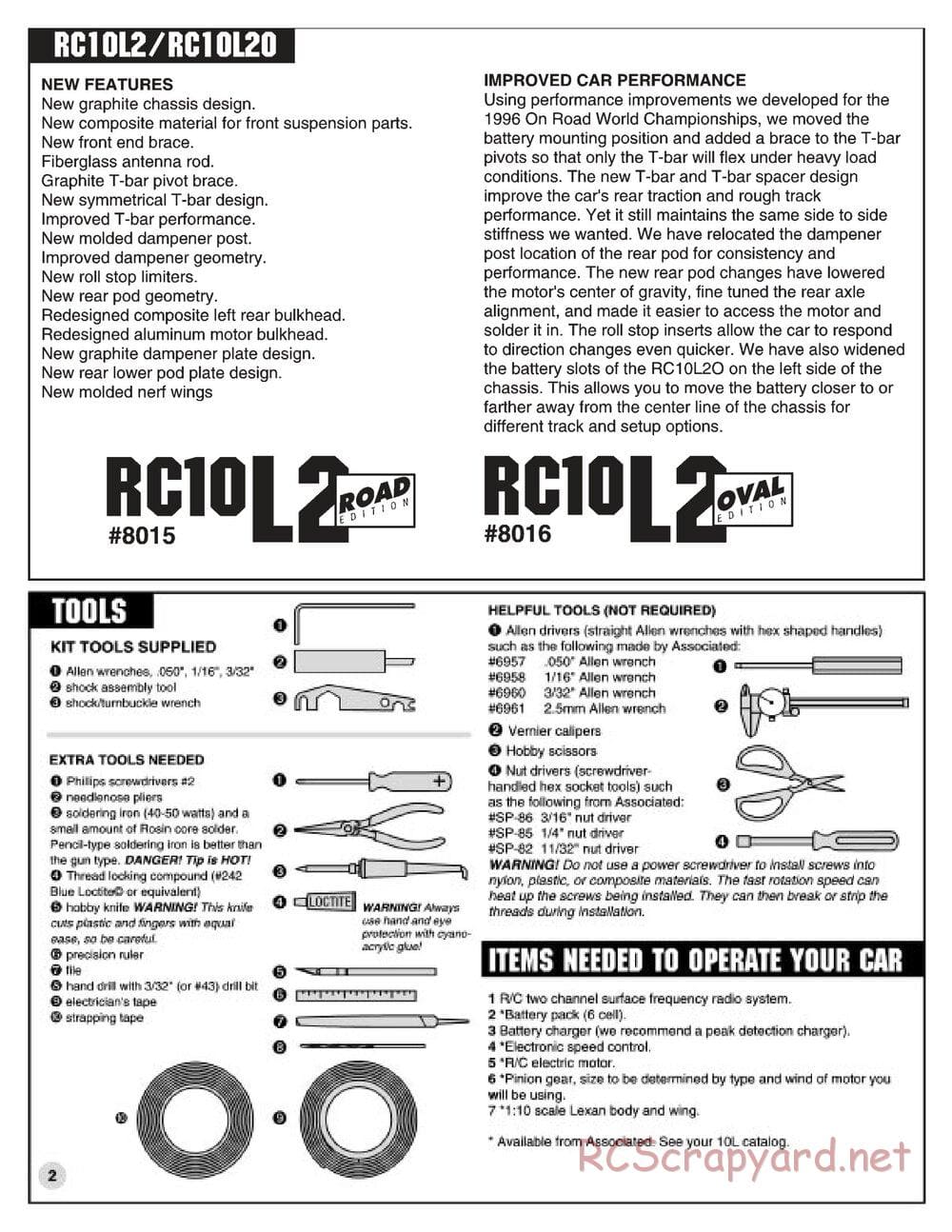 Team Associated - RC10L2 - Manual - Page 1