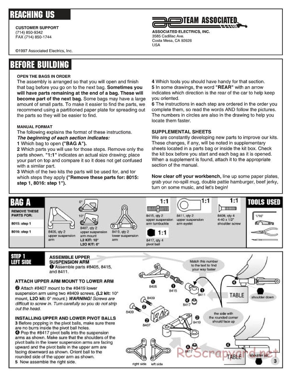 Team Associated - RC10L2 - Manual - Page 2